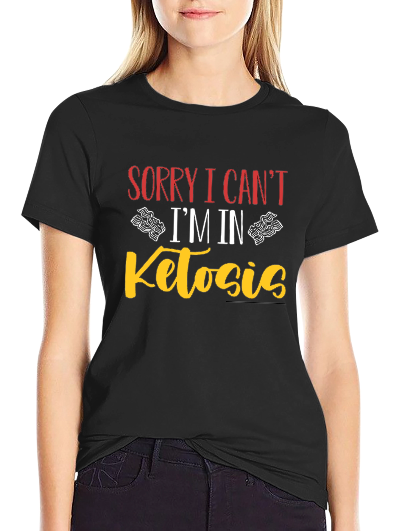 Black Sorry I Can't I'm In Ketosis Black T-Shirt view 2