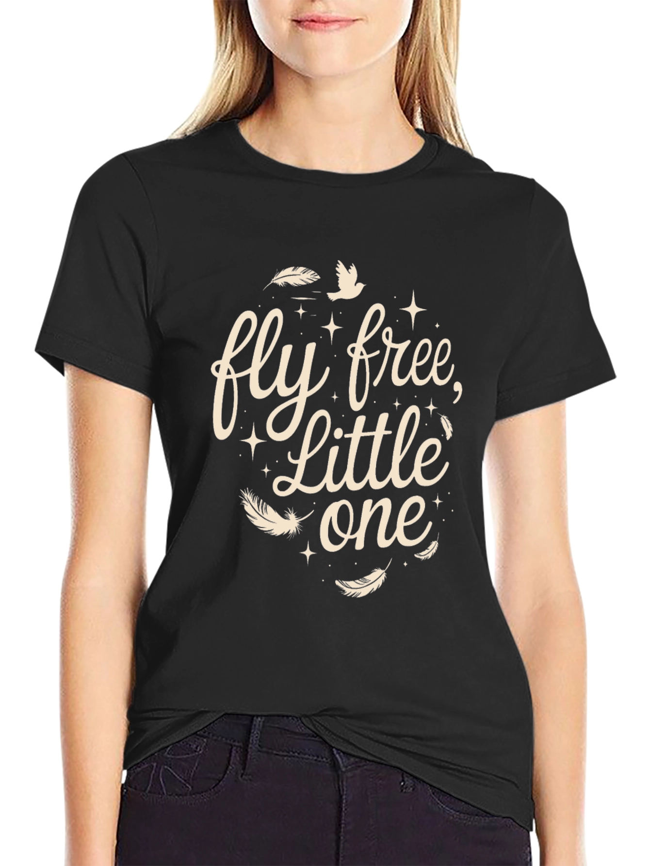 Black Fly Free Little One T-Shirt | Unisex Soft Cotton Tee view 2