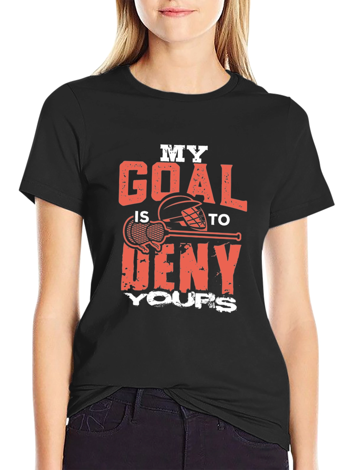 Black Lacrosse Goalie T-Shirt - Deny Your Goals! view 2