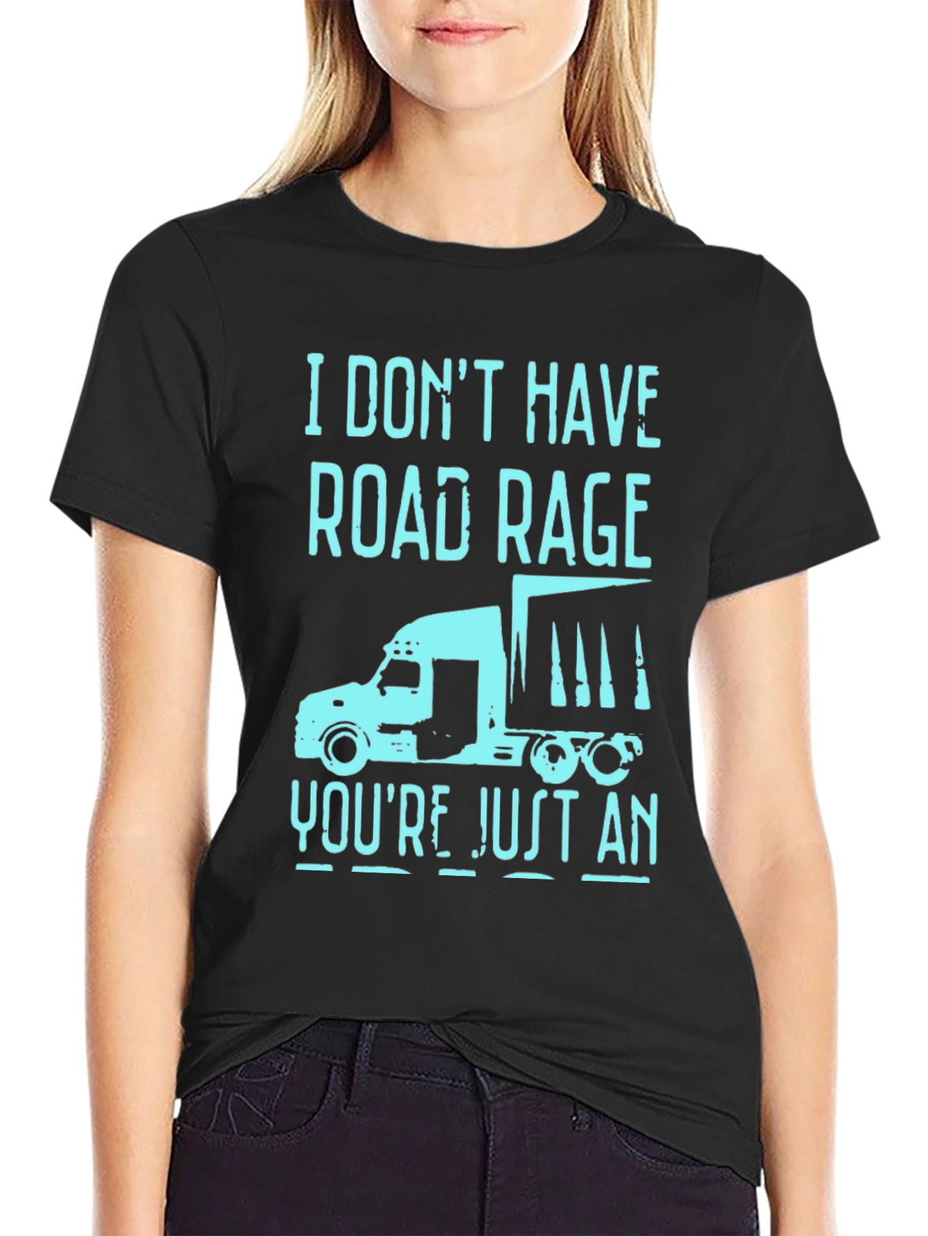 Black Trucker Humor T-Shirt - Road Rage Slogan view 2
