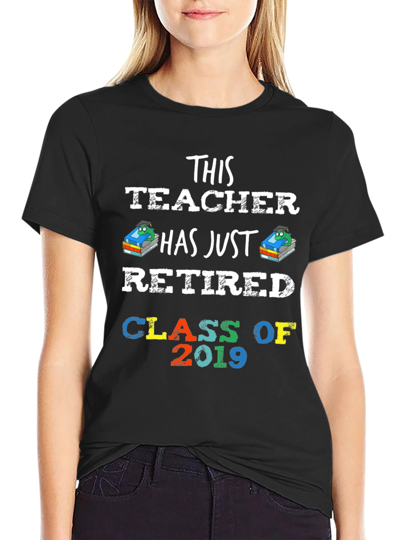 Black Retired Teacher Class of 2019 T-Shirt view 2
