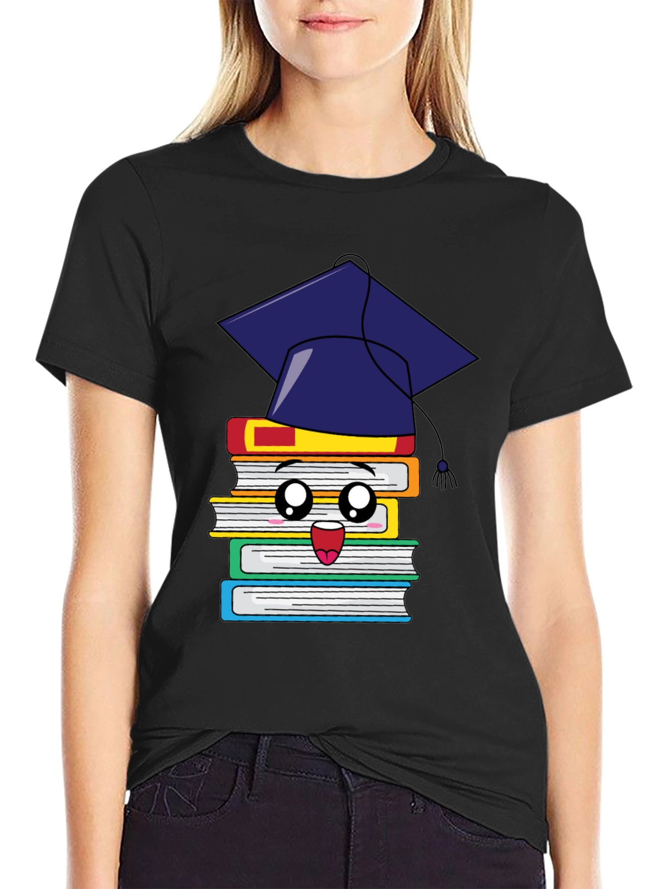 Black Graduation Books T-Shirt view 2