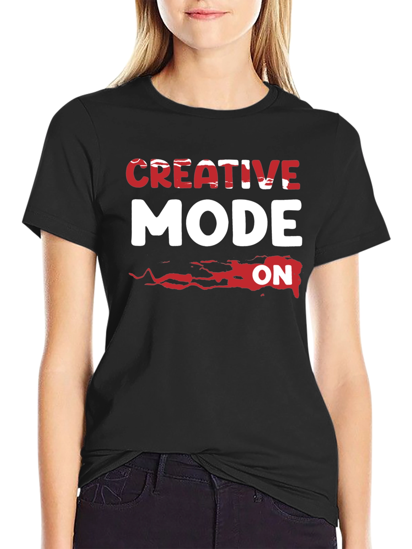 Black Creative Mode ON Black T-Shirt view 2