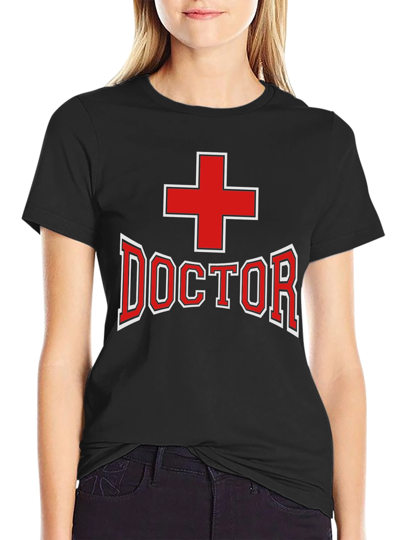 Black Doctor T-Shirt - Red Cross Design view 2