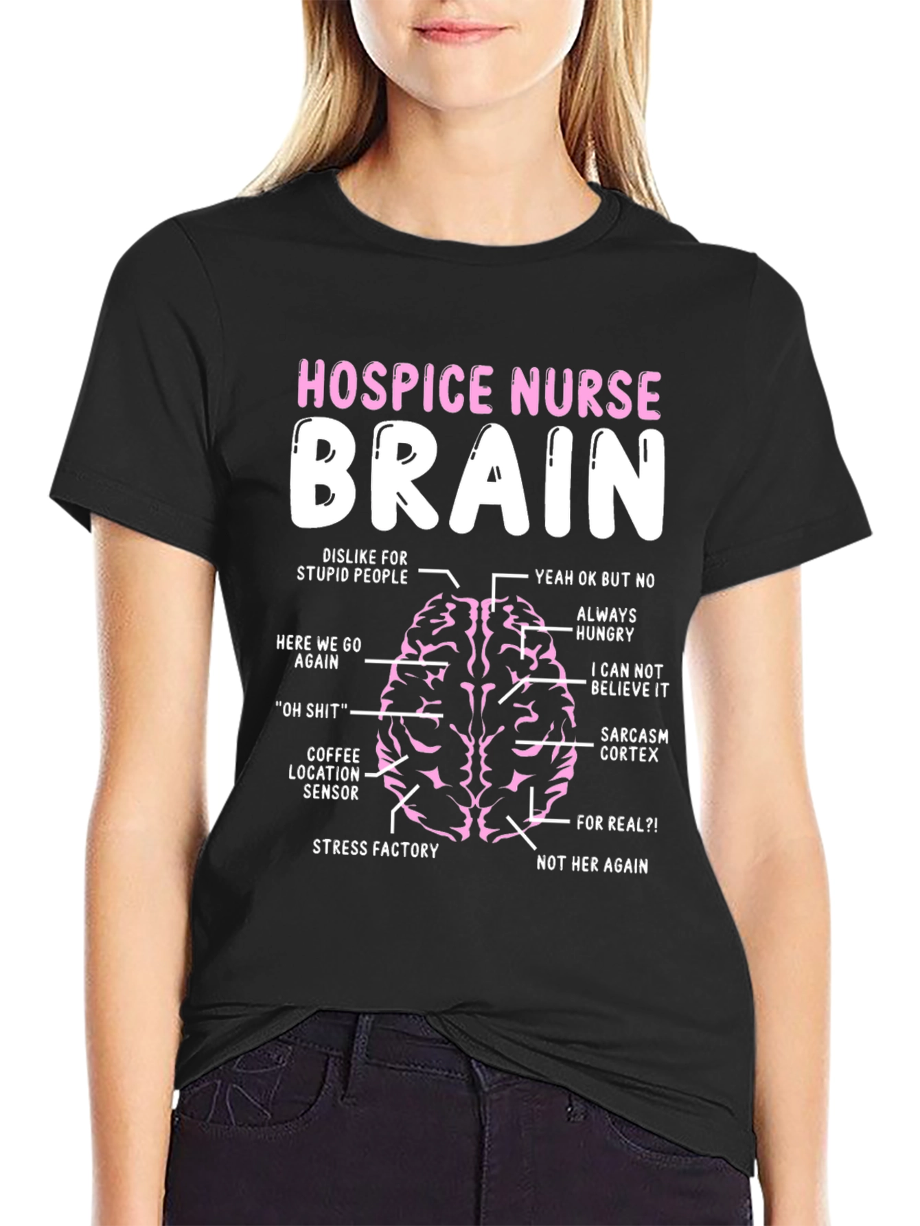 Black Hospice Nurse Brain Anatomy T-Shirt view 2