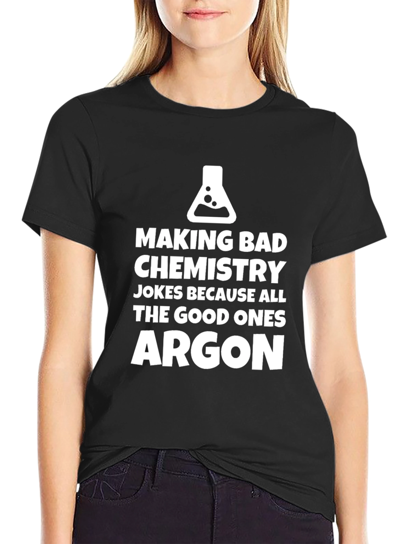 Black Chemistry Pun T-Shirt: All the Good Ones Argon view 2