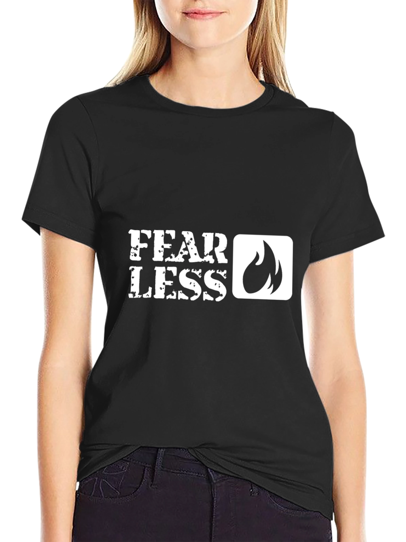 Black Fearless Graphic Tee - Bold Statement T-Shirt view 2