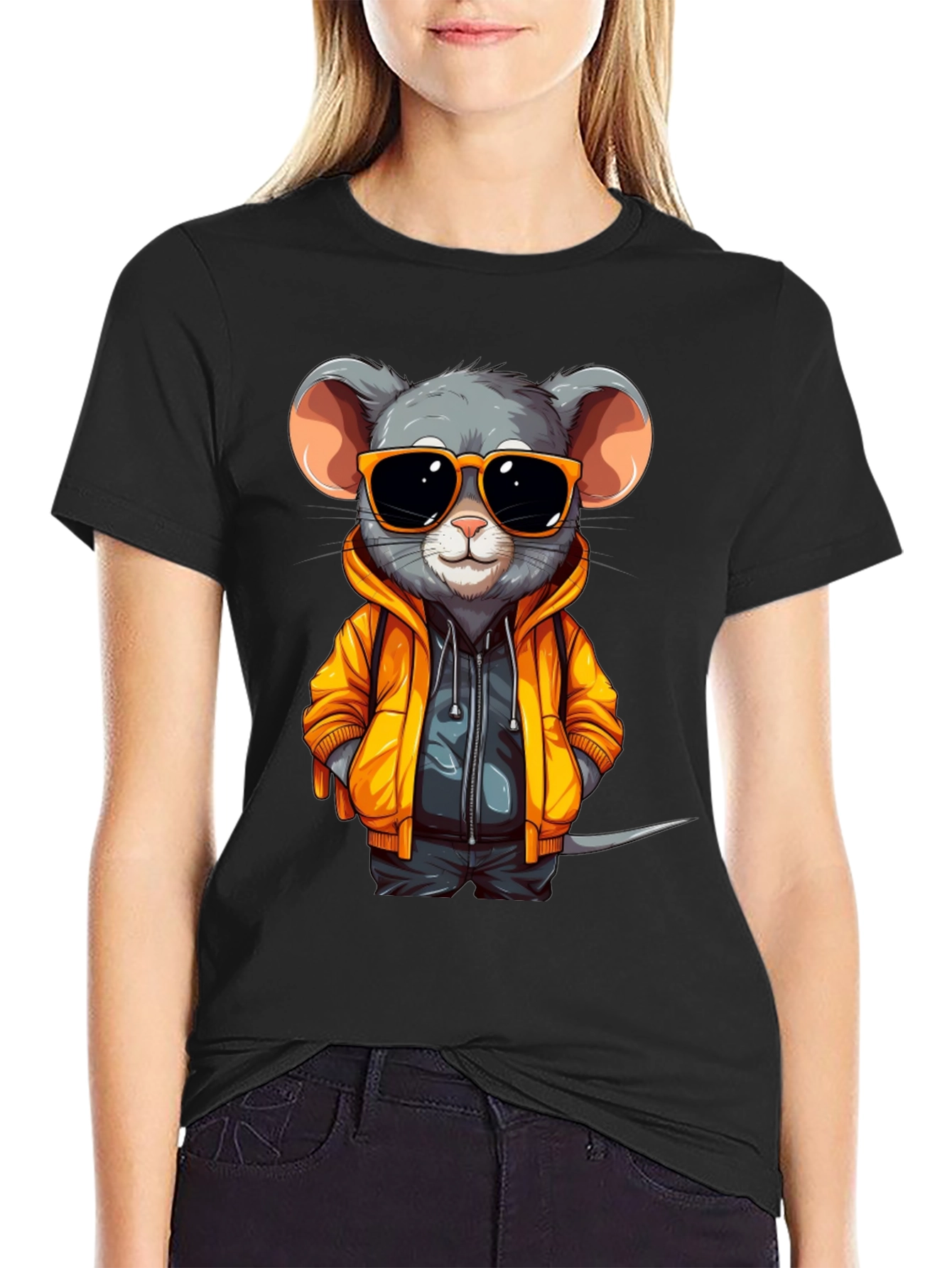 Black Cool Mouse T-Shirt: Fun, Stylish, and Unique! view 2