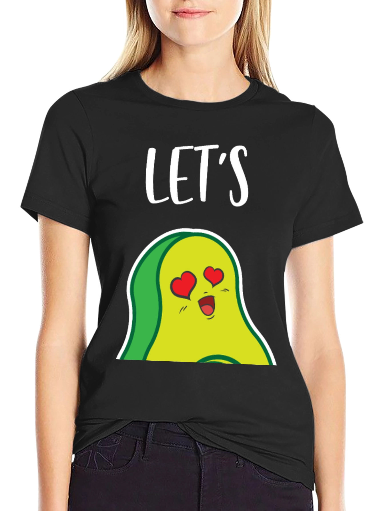 Black Let's Avocado In Love Graphic T-Shirt view 2