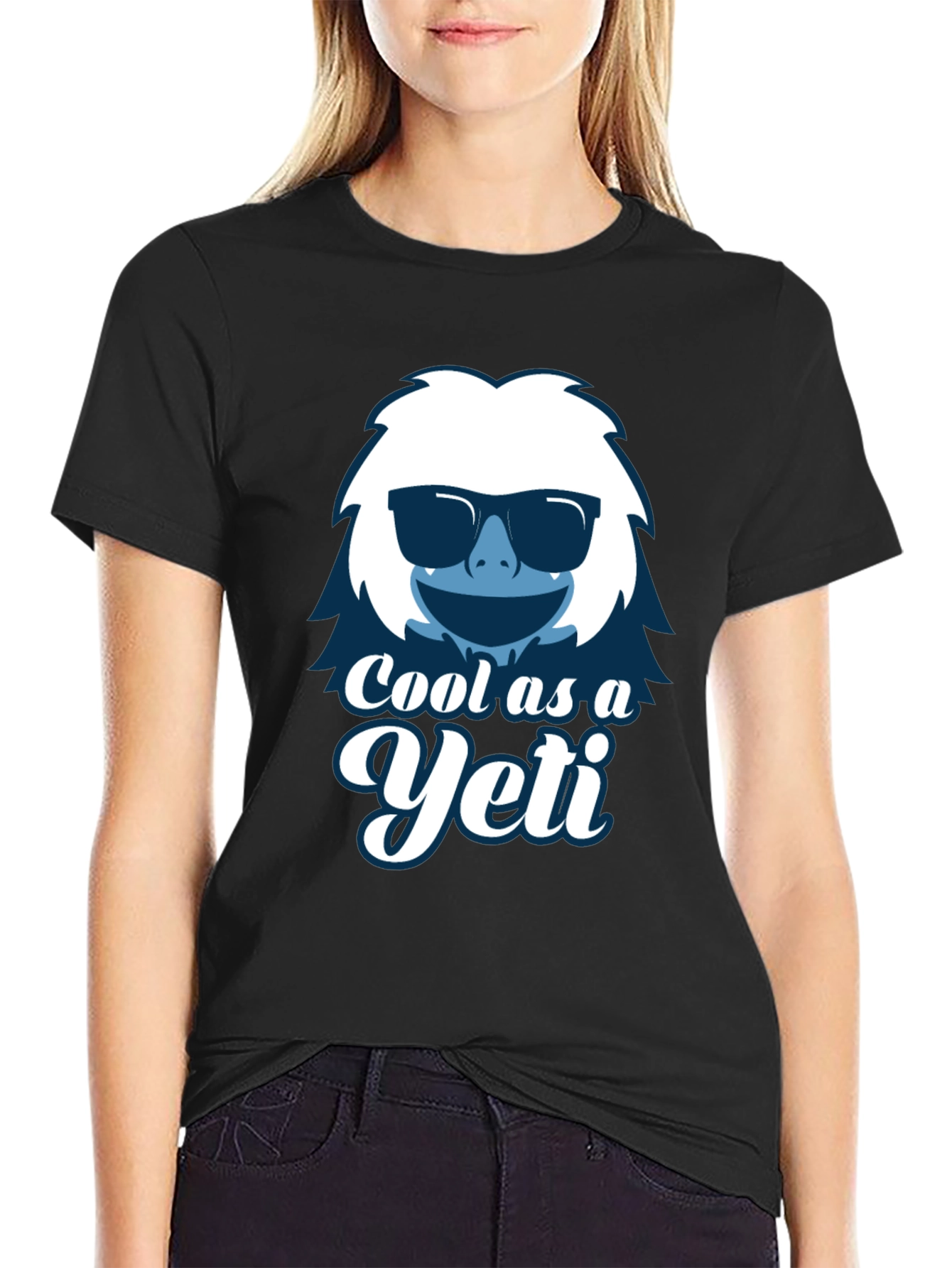 Black Cool as a Yeti Graphic T-Shirt view 2