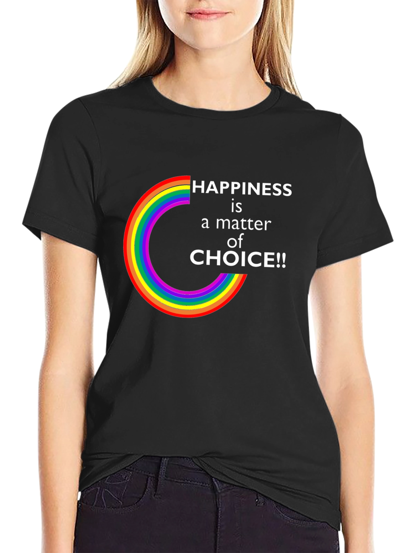 Black Happiness is a Choice LGBTQ Rainbow T-Shirt view 2