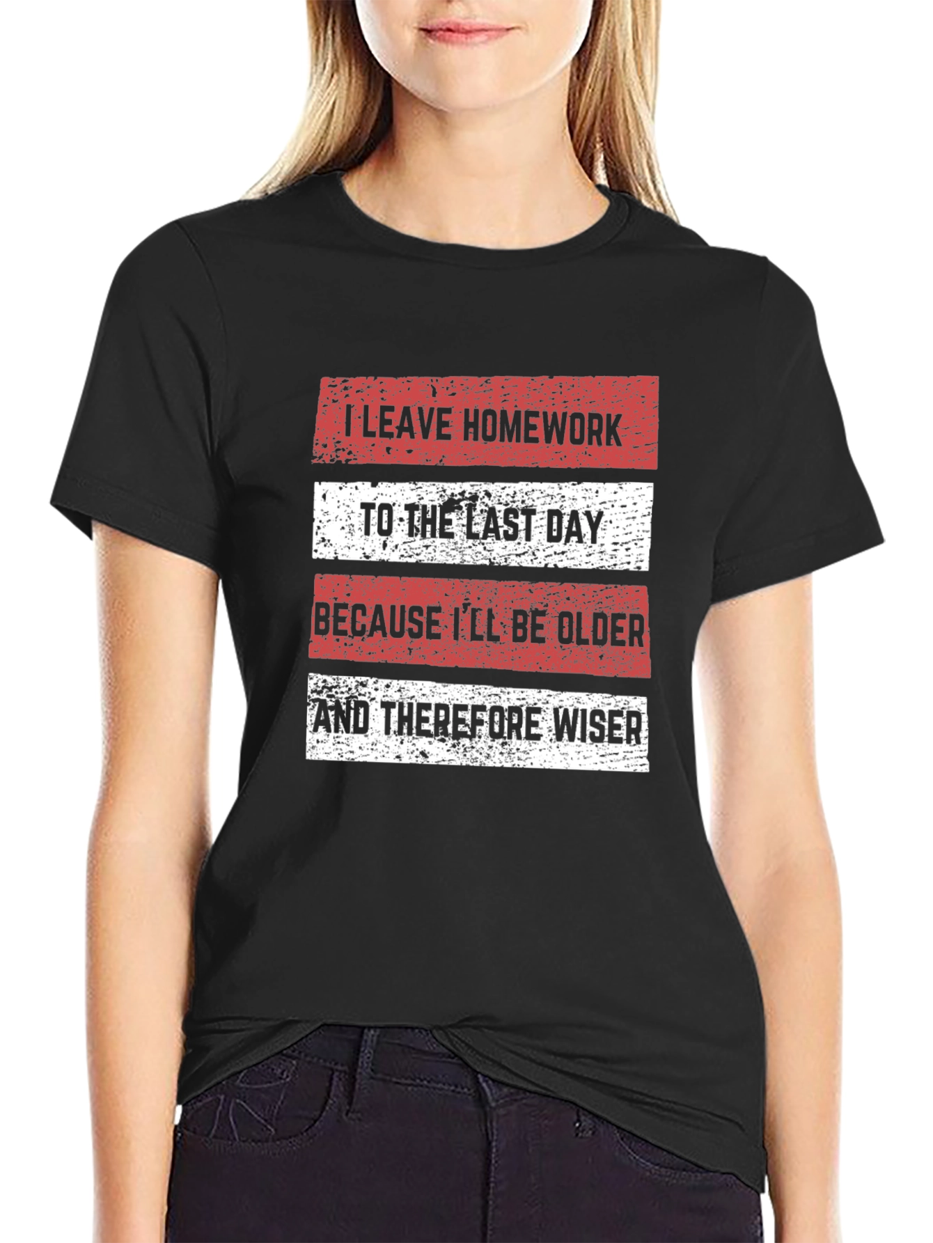 Black Funny Homework Procrastination T-Shirt view 2