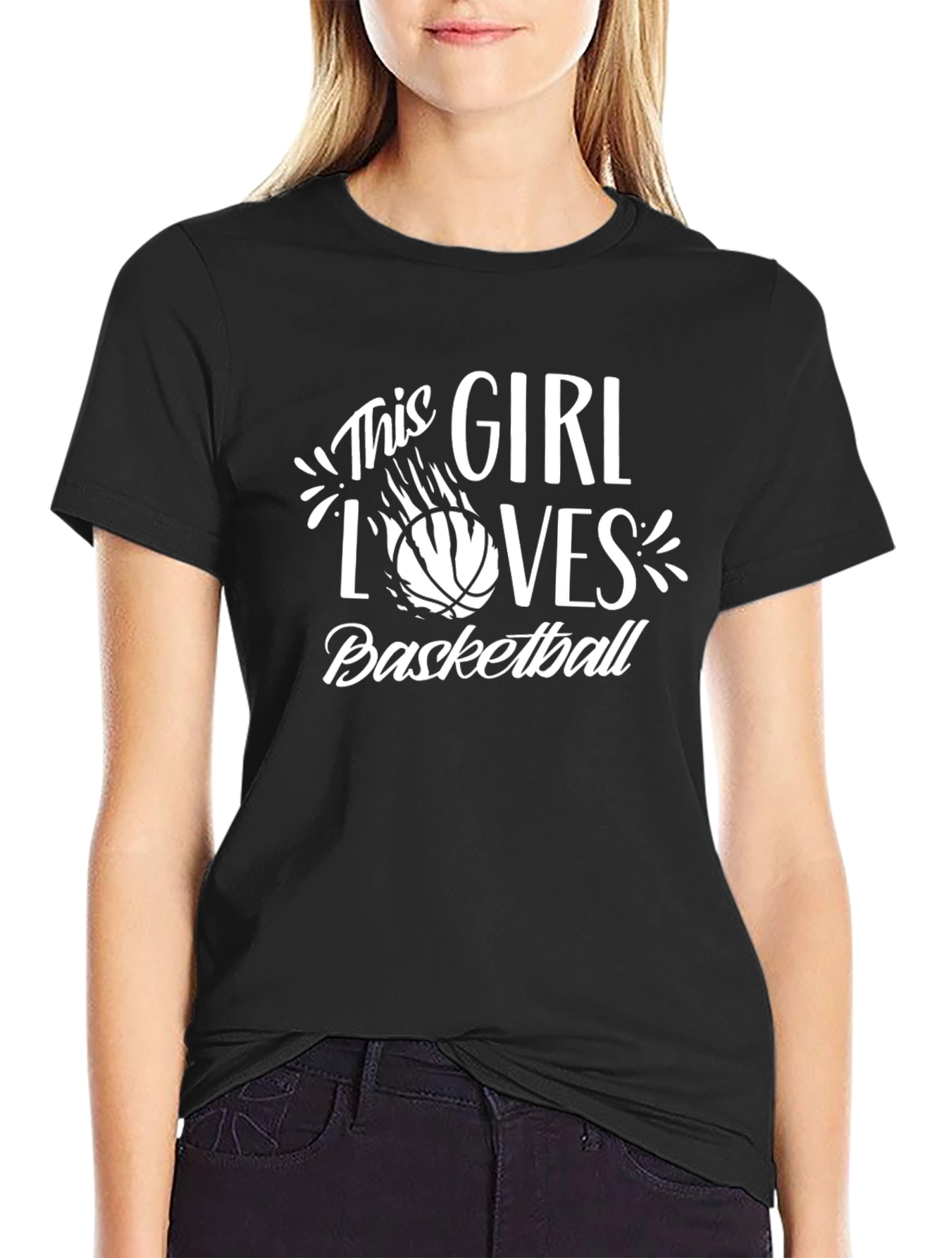 Black Basketball Lover T-Shirt - This Girl Loves Basketball view 2