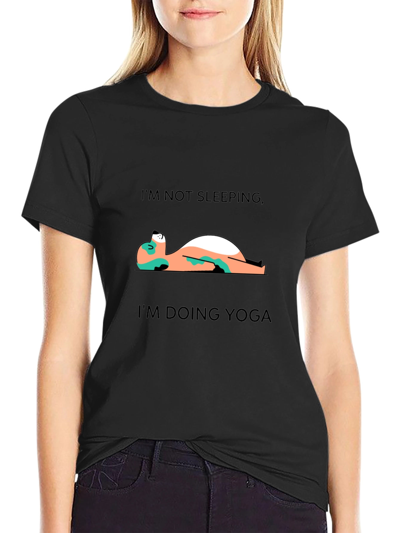 Black Yoga Sloth T-Shirt - Funny Lazy Workout Tee view 2