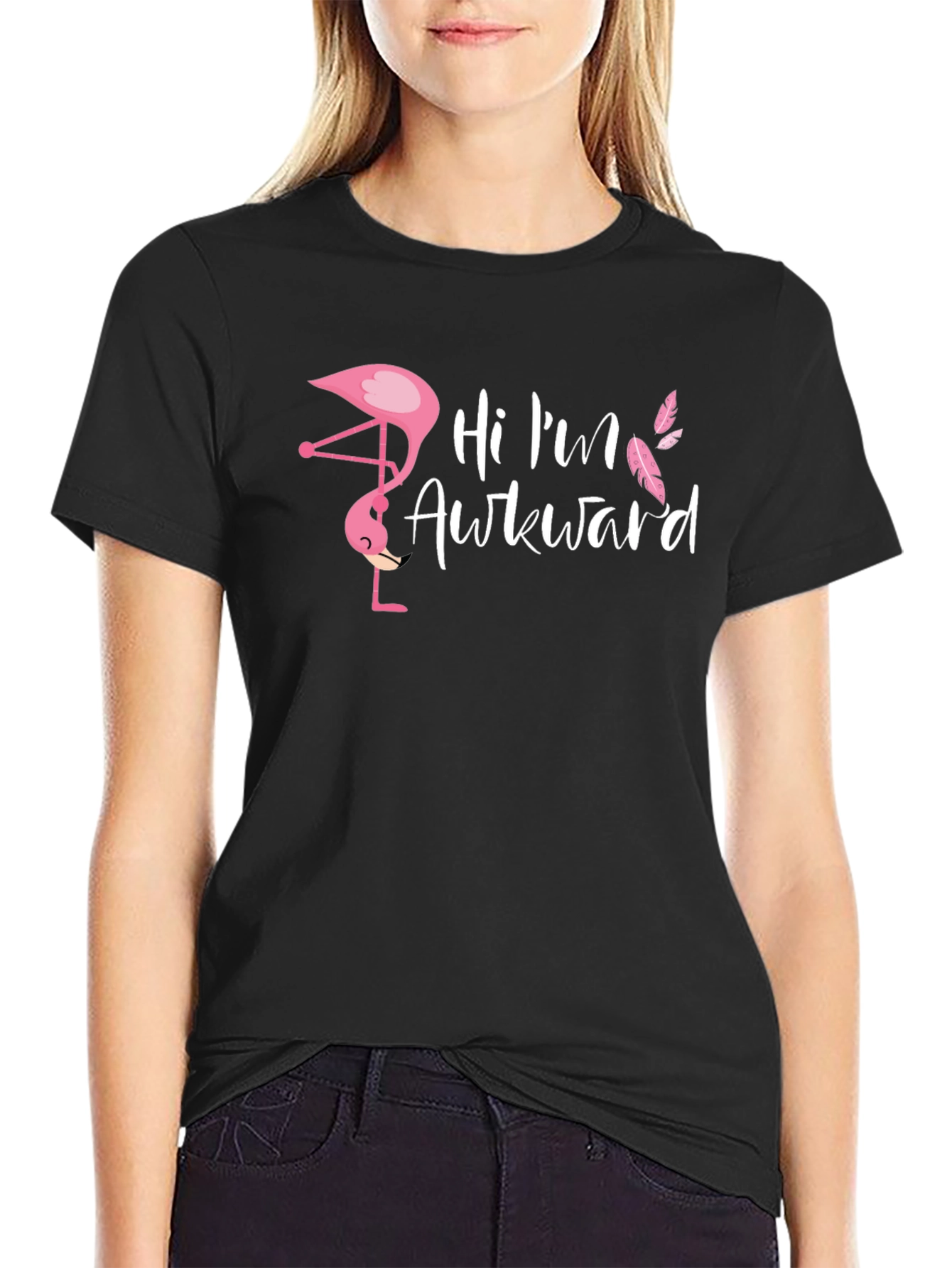 Black Awkward Flamingo Graphic T-Shirt - Men's Black Tee view 2