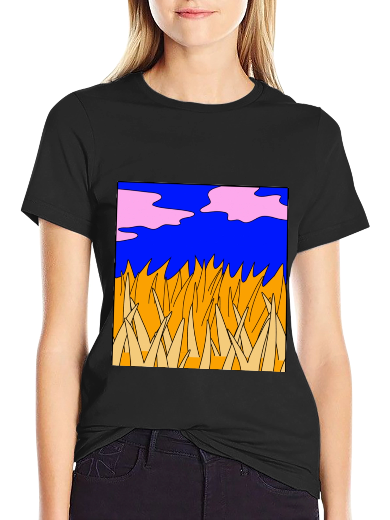 Black Abstract Nature Graphic Tee - Black view 2