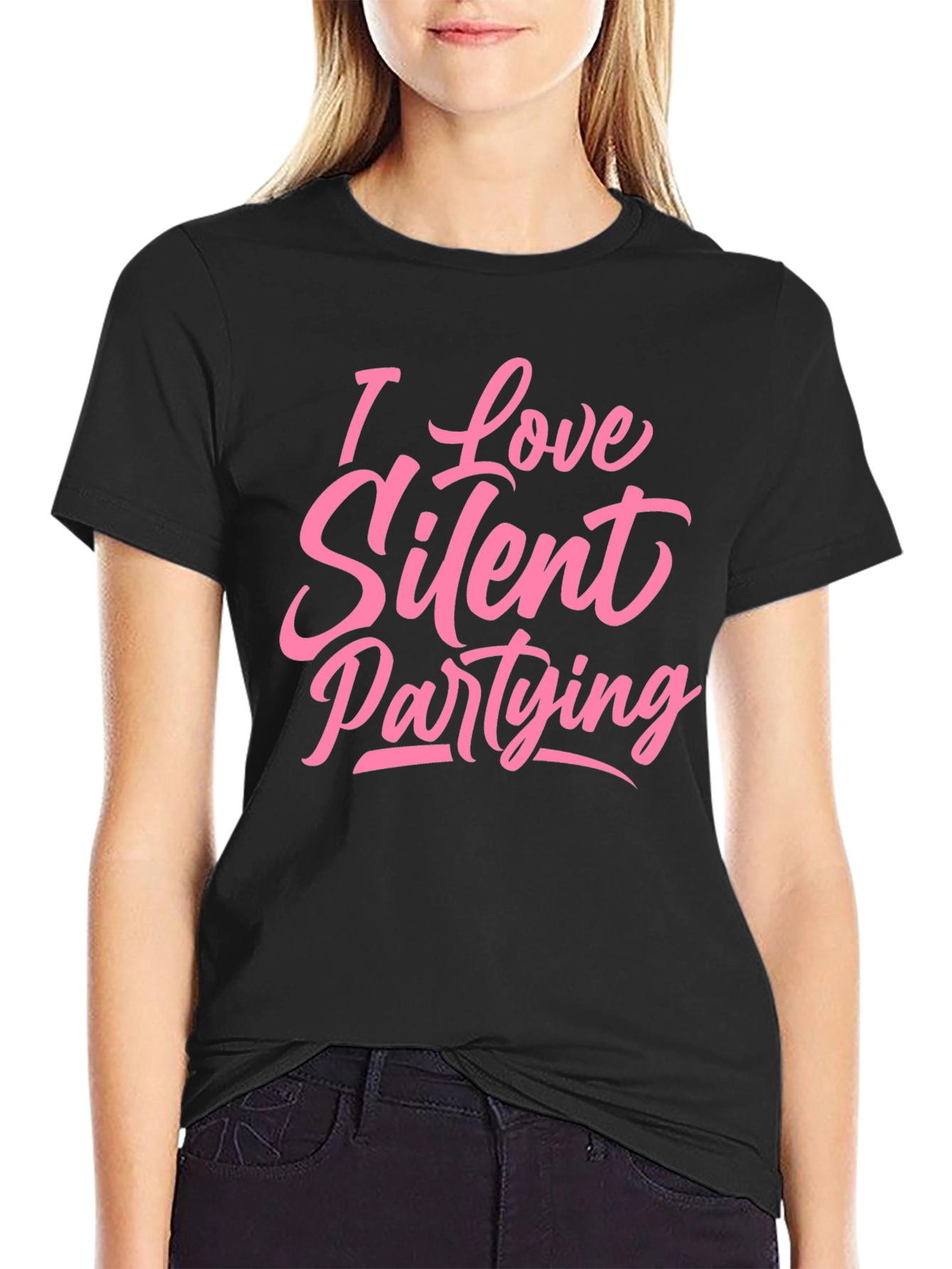 Black I Love Silent Partying T-Shirt - Black view 2