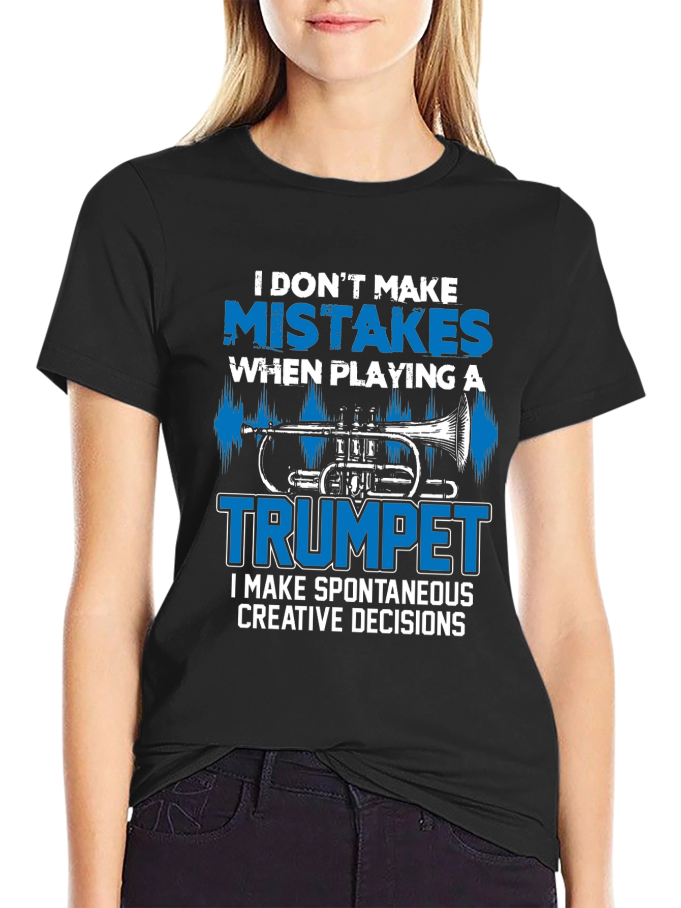 Black Funny Trumpet Player Graphic T-Shirt view 2