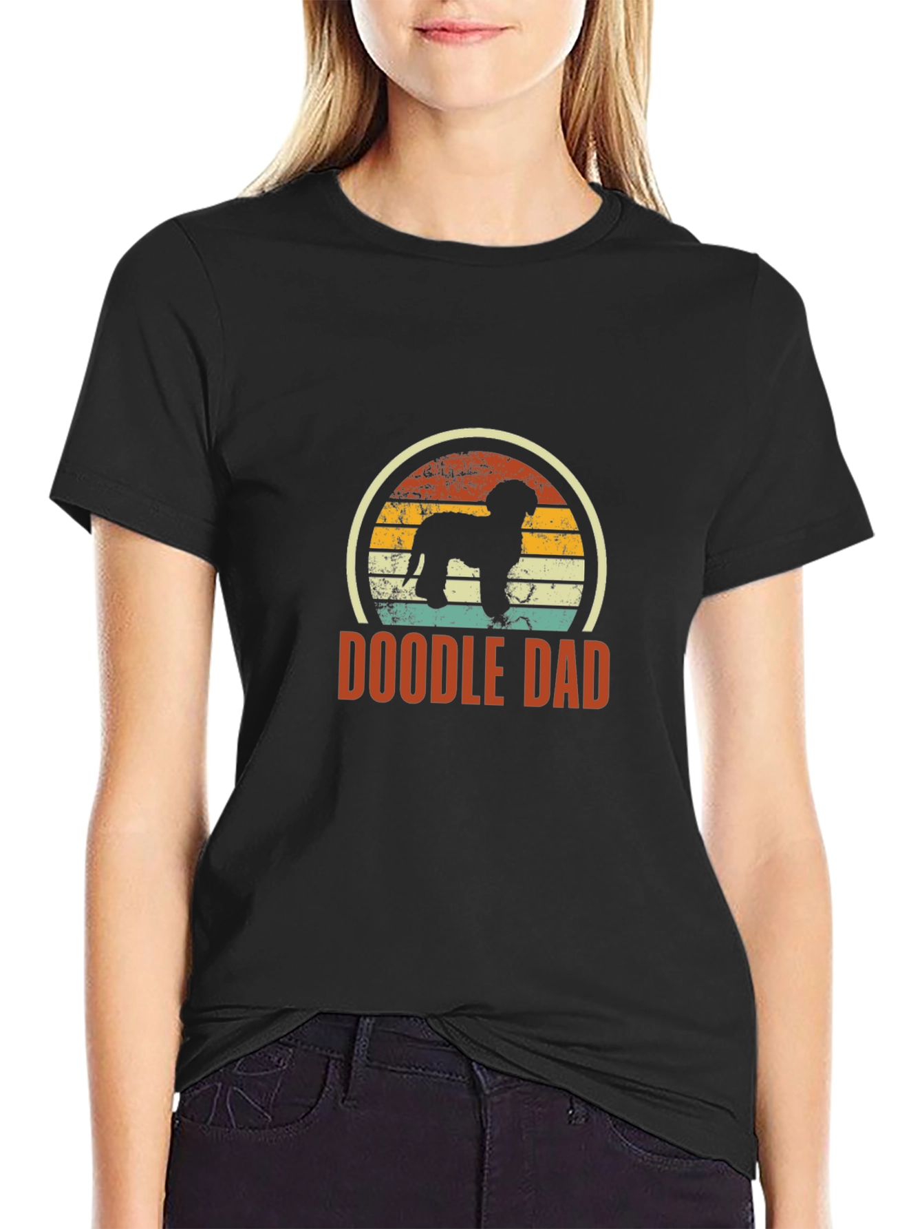 Black Doodle Dad T-Shirt - Retro Dog Lover Tee view 2