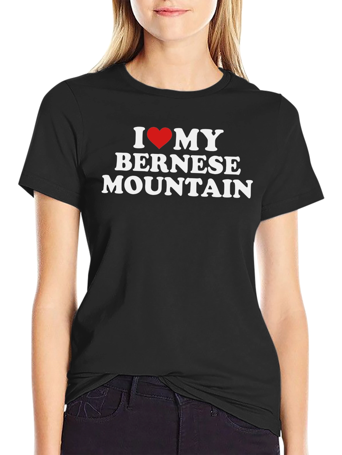 Black I Love My Bernese Mountain Dog T-Shirt view 2