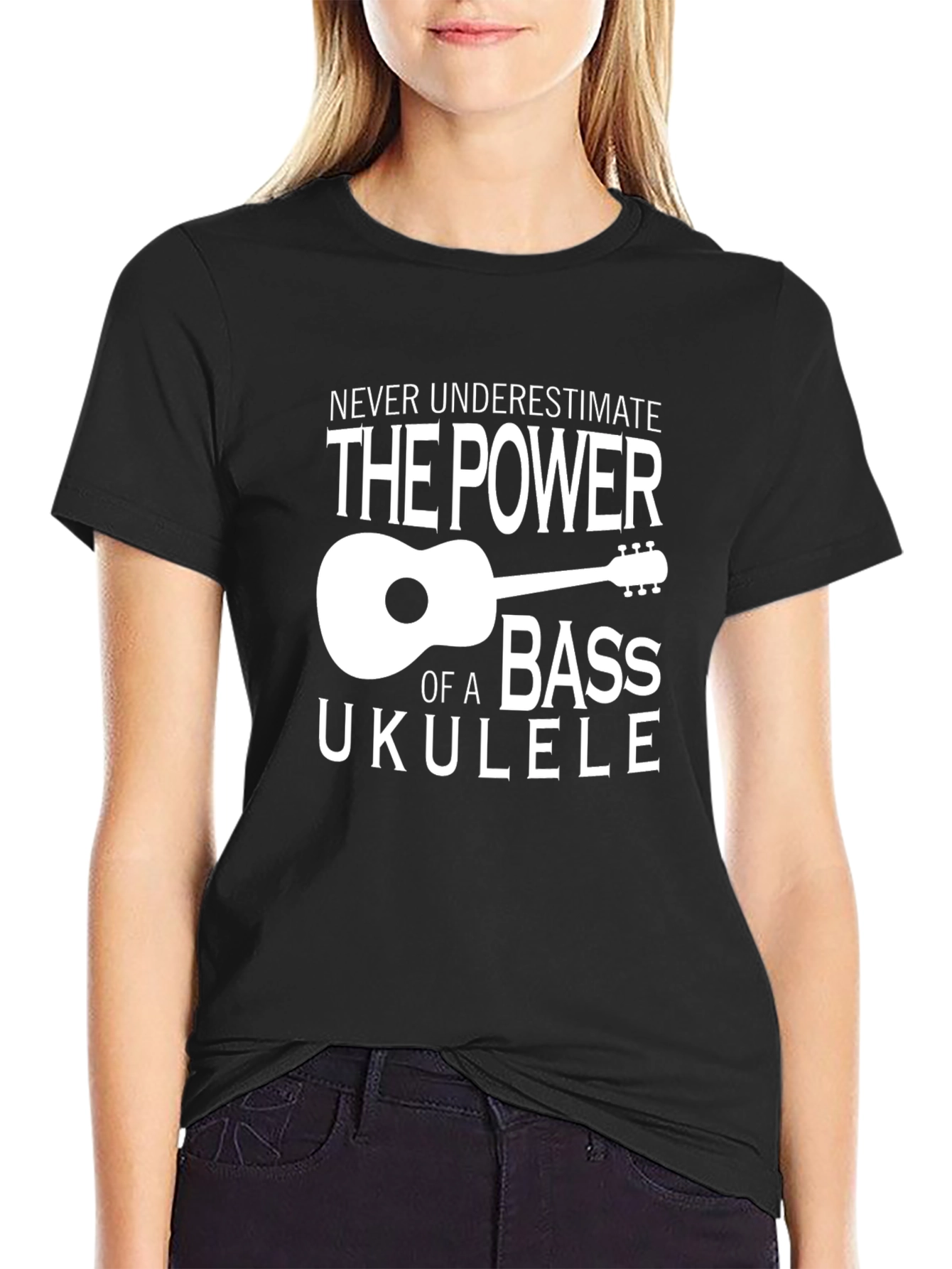 Black Bass Ukulele Power Graphic T-Shirt view 2