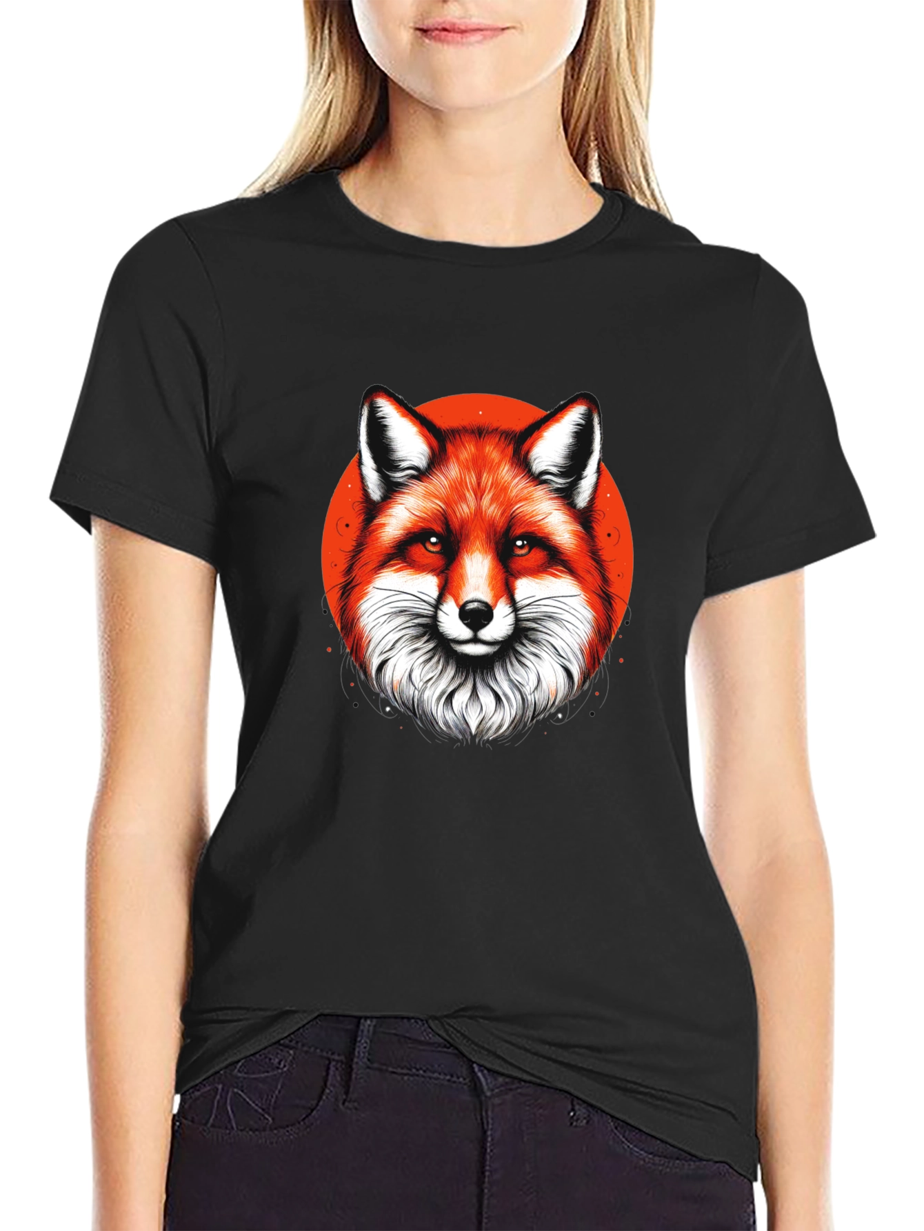 Black Fox Graphic Black T-Shirt - Stylish Animal Tee view 2