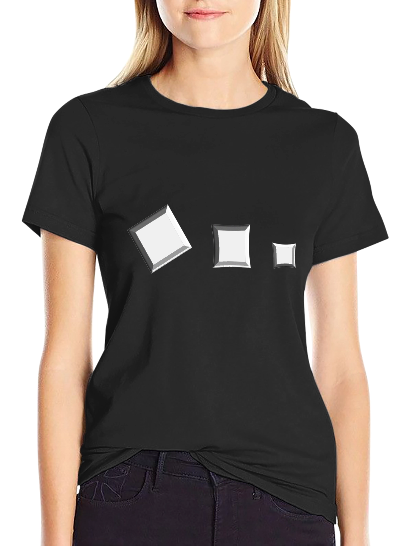 Black Modern Squares Tee - Unique Geometric Design view 2