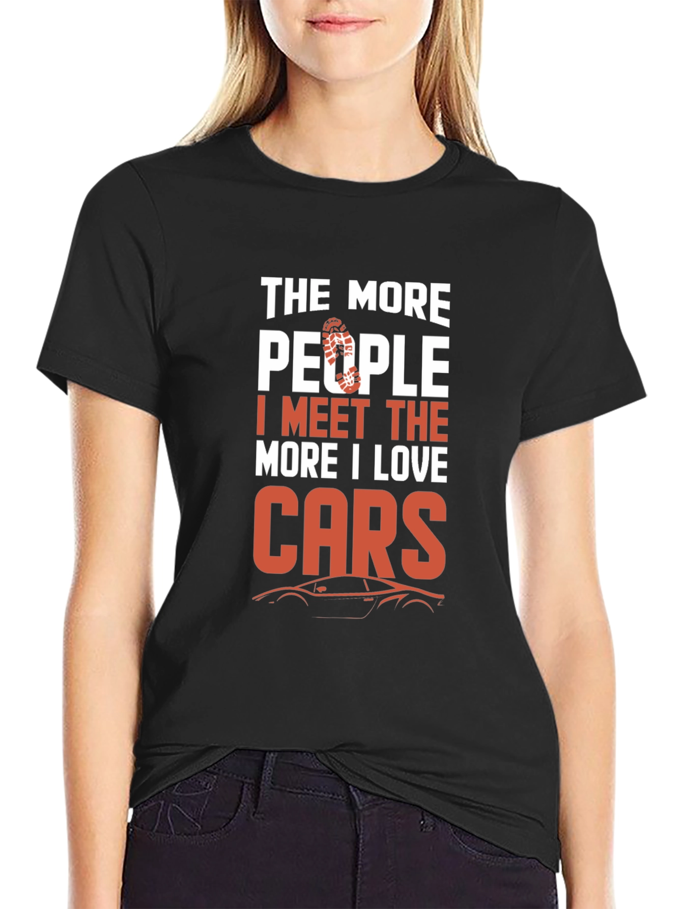 Black The More People I Meet I Love Cars T-Shirt view 2