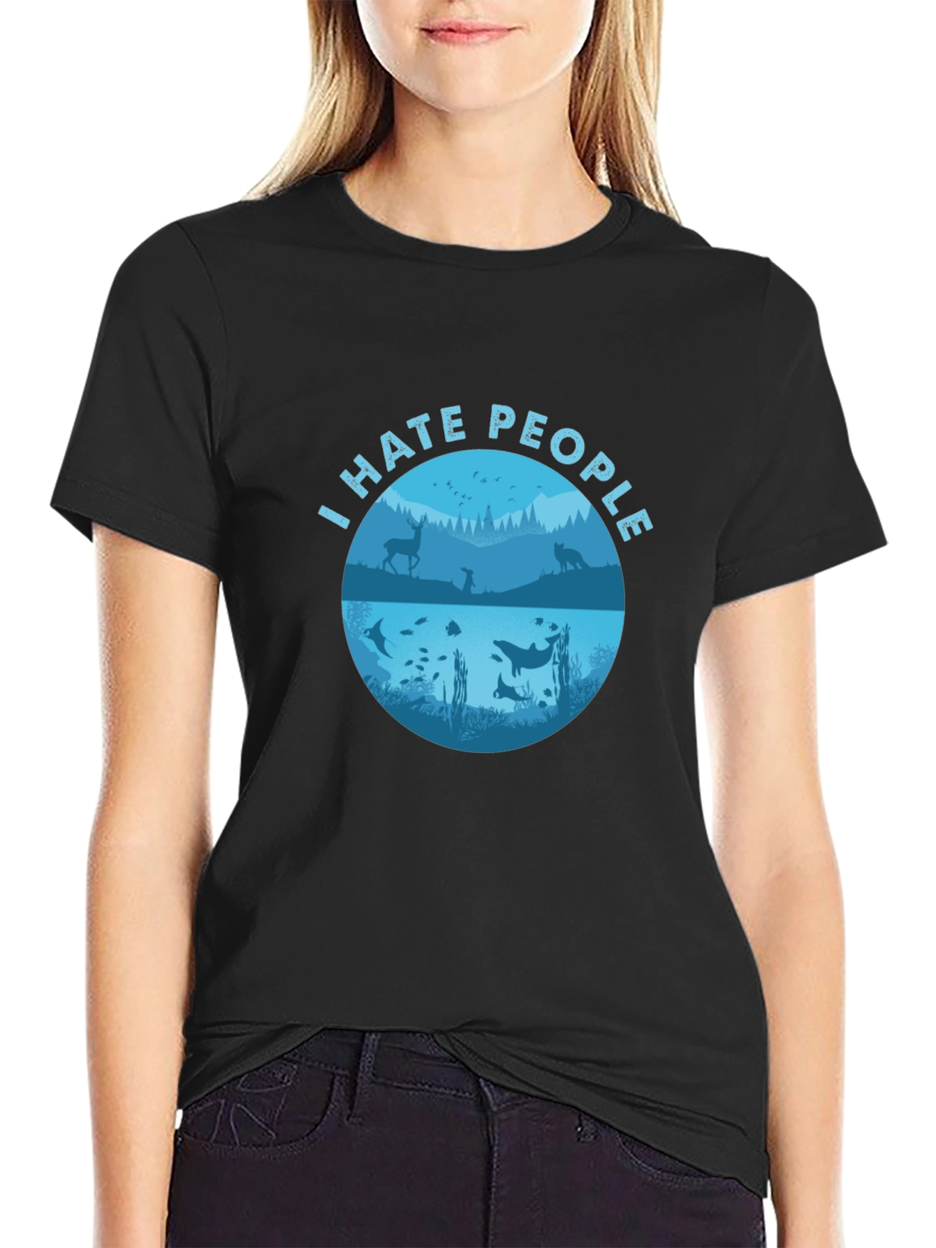 Black I Hate People Graphic T-Shirt - Nature Lover's Tee view 2