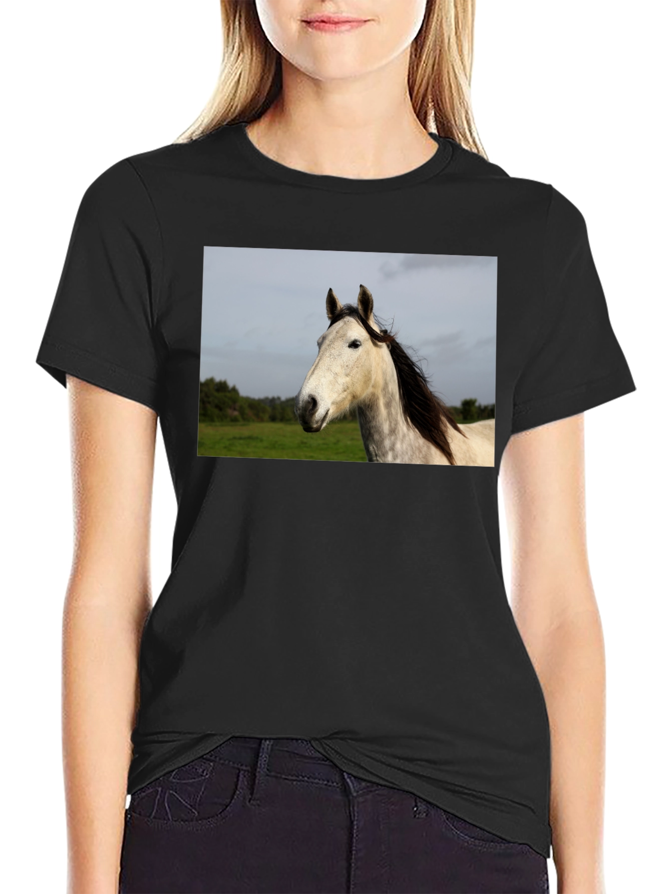 Black Horse Graphic Print Black T-Shirt view 2