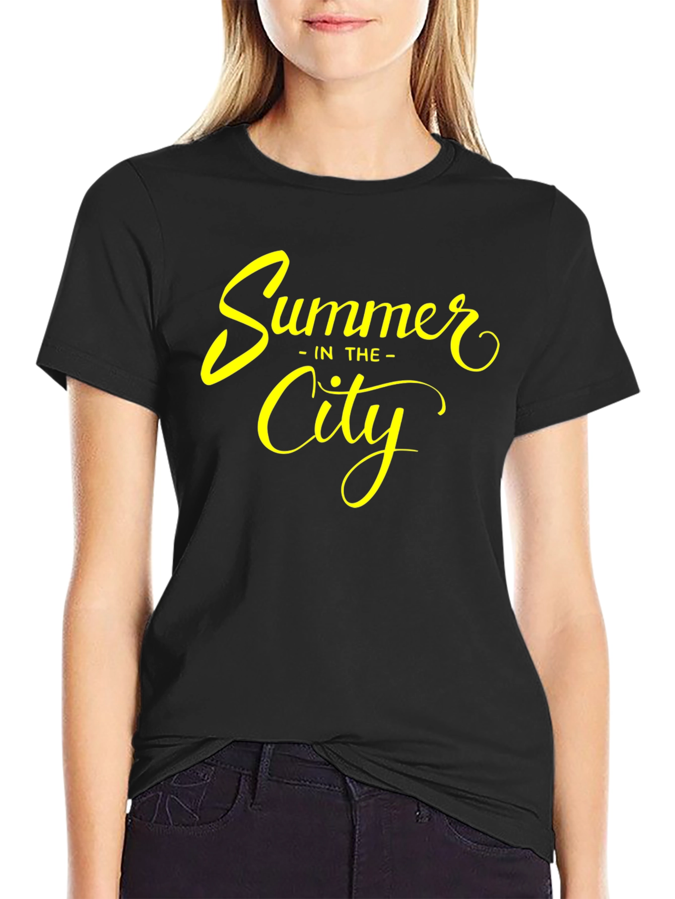 Black Summer in the City Graphic Tee - Stylish Black T-Shirt view 2