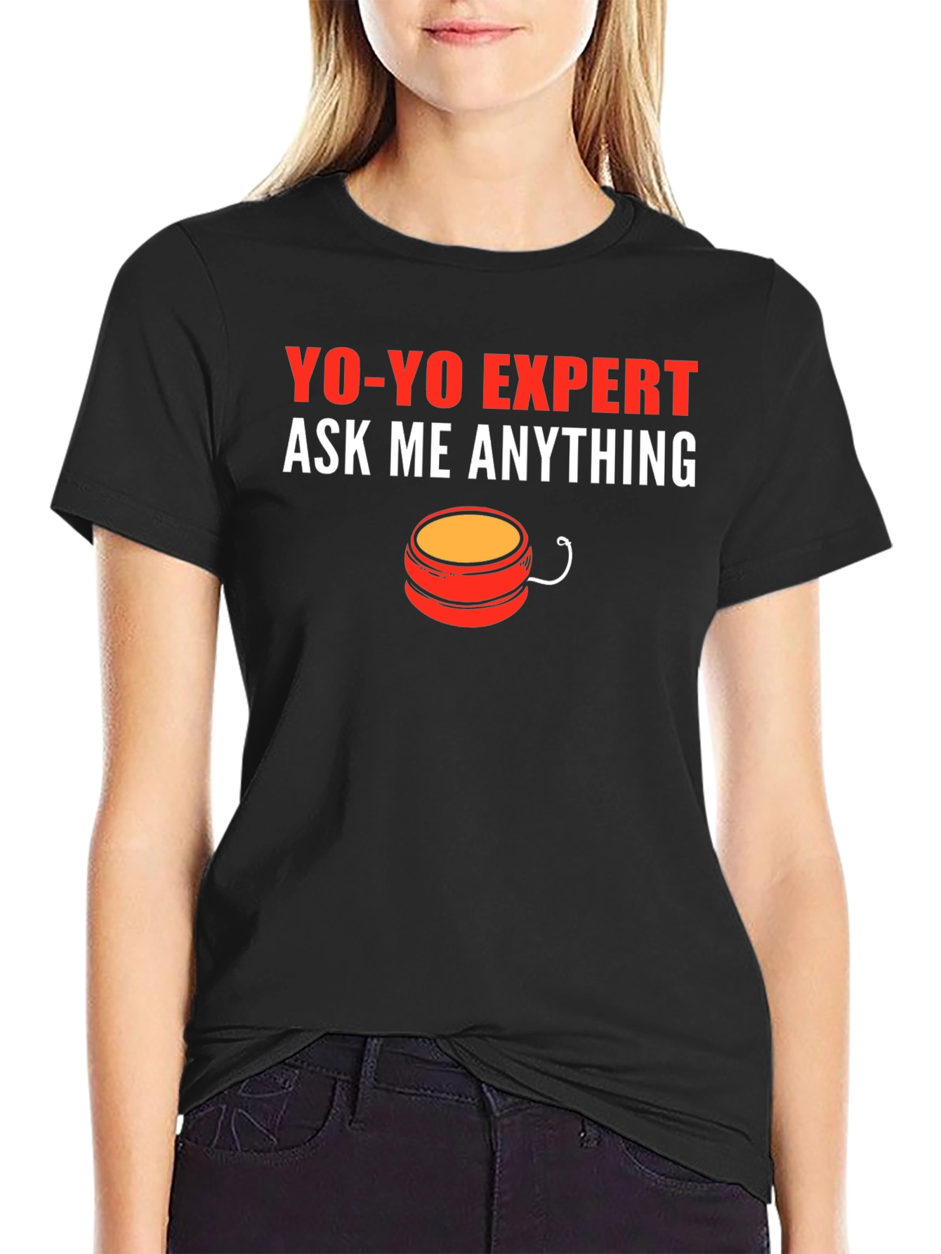 Black Yo-Yo Expert T-Shirt: Funny Ask Me Anything Design view 2