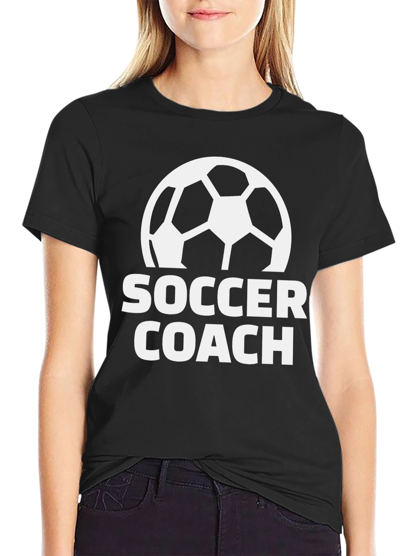 Black Soccer Coach Black T-Shirt view 2