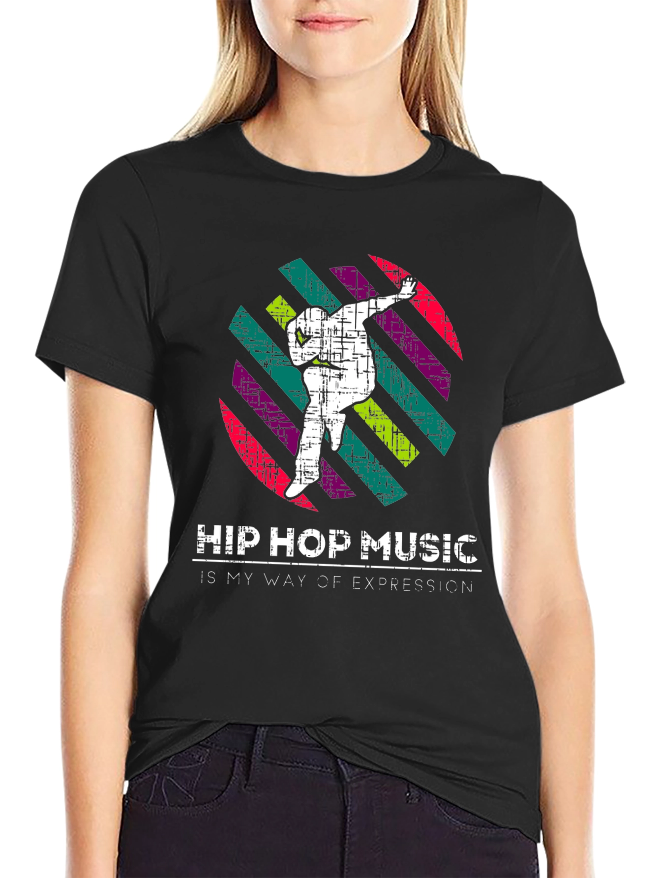 Black Hip Hop Music Expression Tee view 2