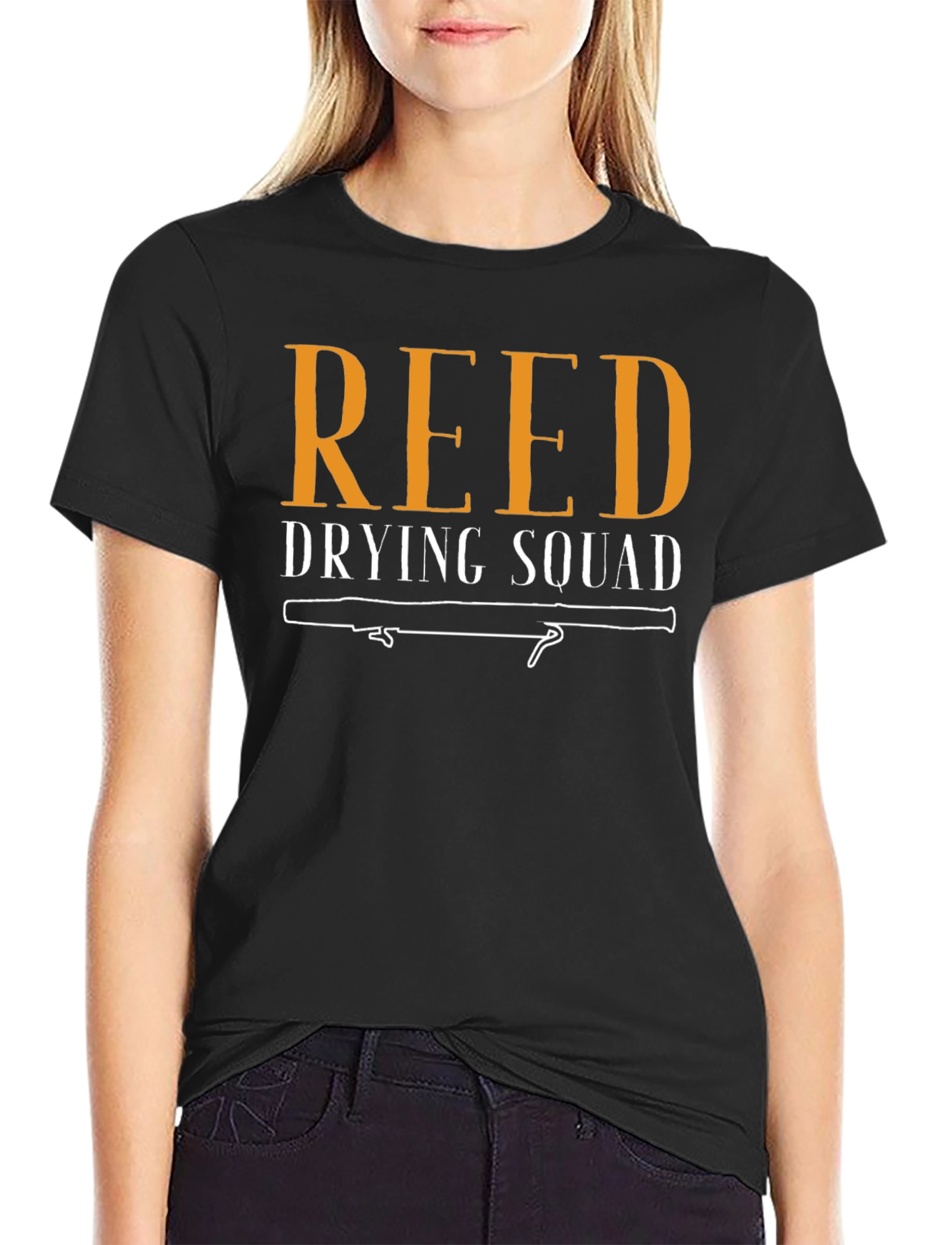 Black Reed Drying Squad T-Shirt - Musician Humor view 2