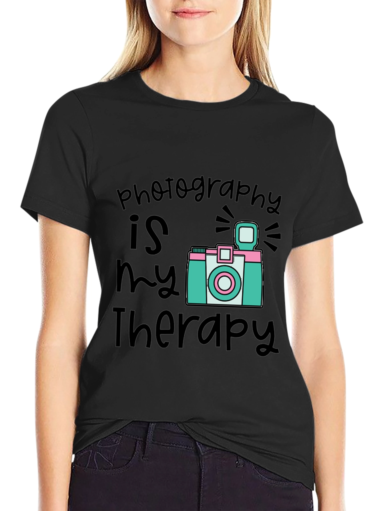 Black Photography is My Therapy Black T-Shirt view 2