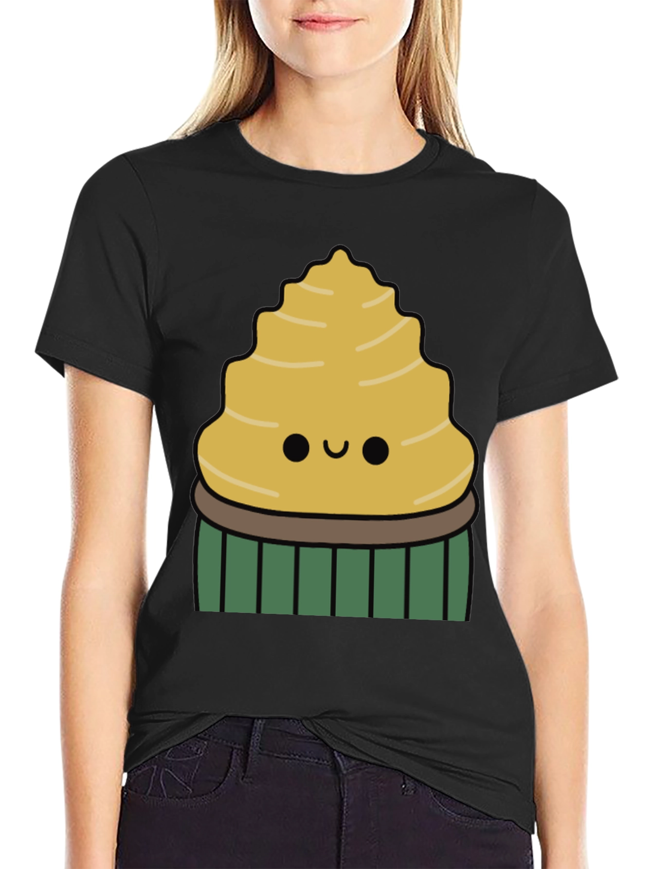 Black Cute Cupcake Graphic Tee view 2
