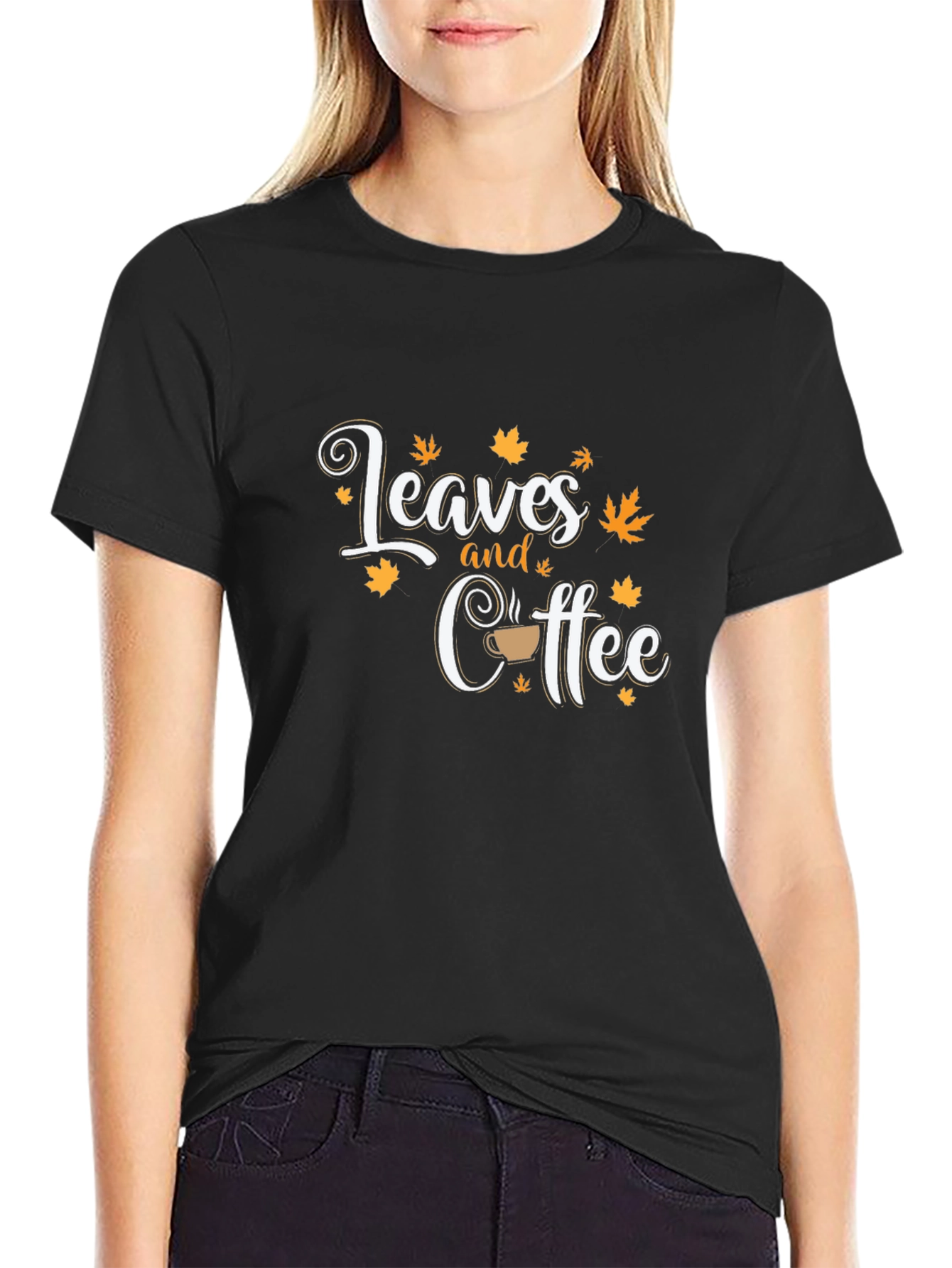 Black Leaves and Coffee T-Shirt - Autumn Vibes view 2