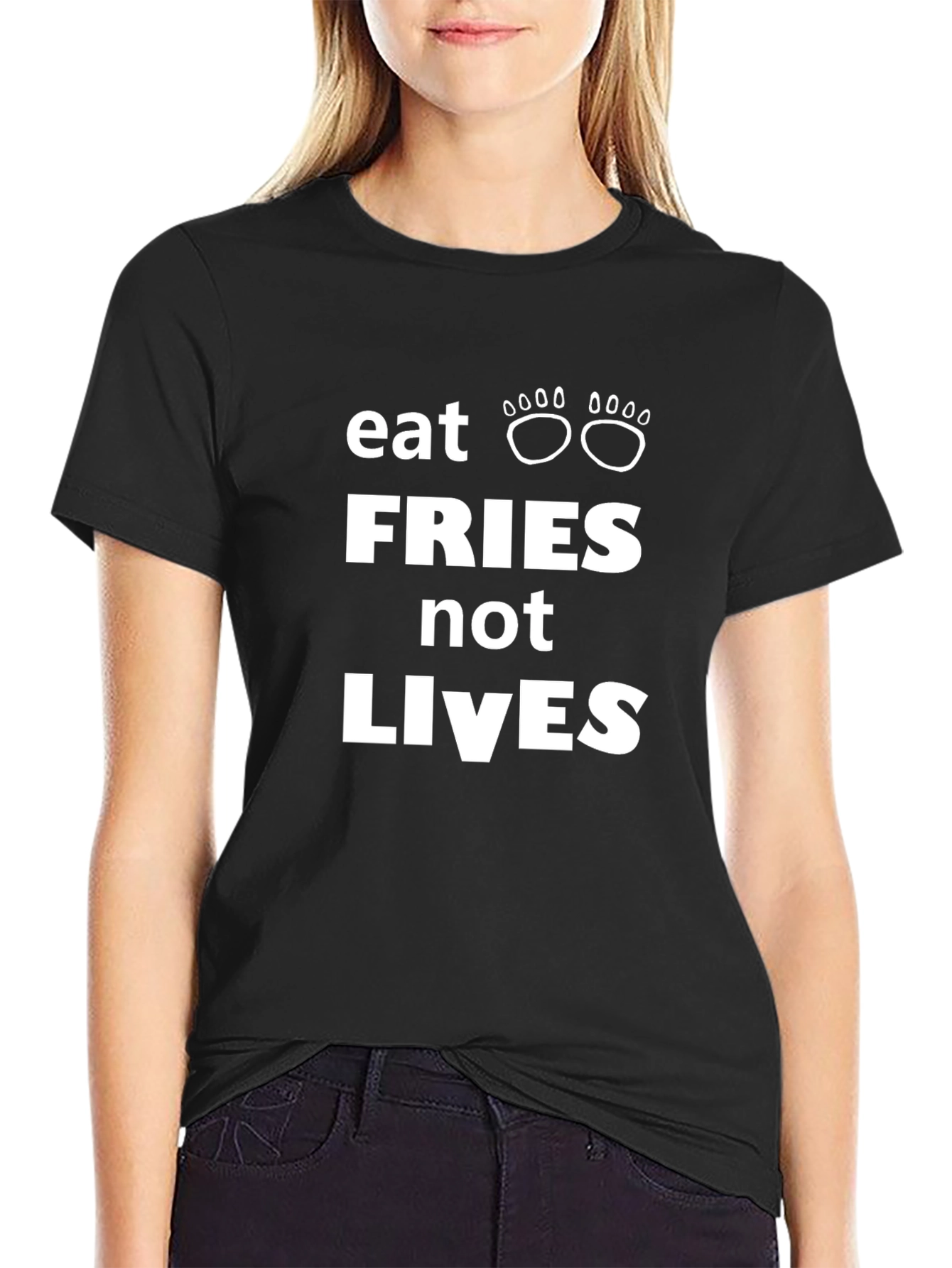 Black Eat Fries Not Lives Graphic T-Shirt view 2