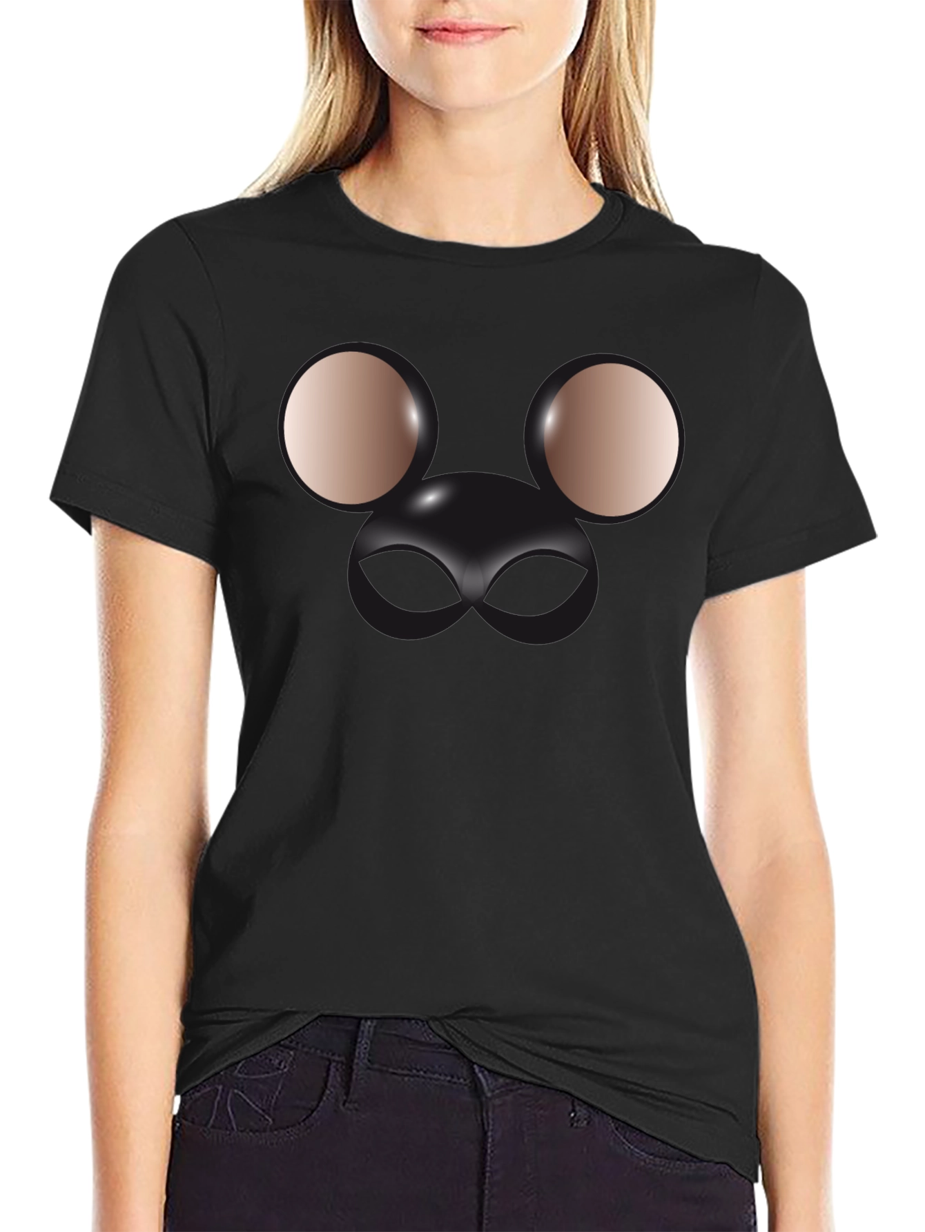 Black Funny Face T-Shirt - Unique Graphic Tee view 2