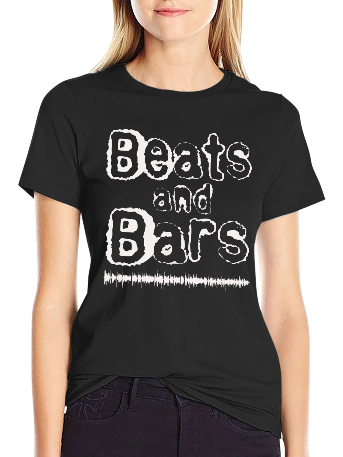 Black Beats and Bars Graphic Print Black T-Shirt view 2