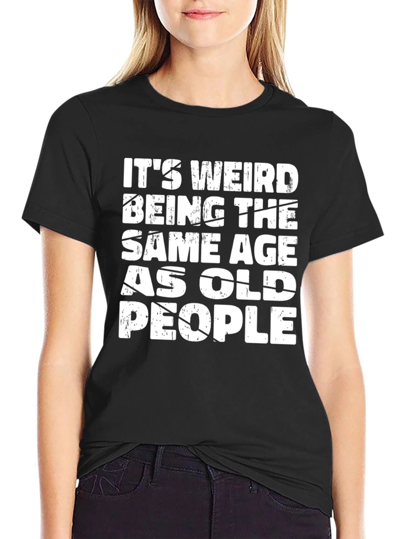 Black Funny "Old People" Graphic Tee view 2