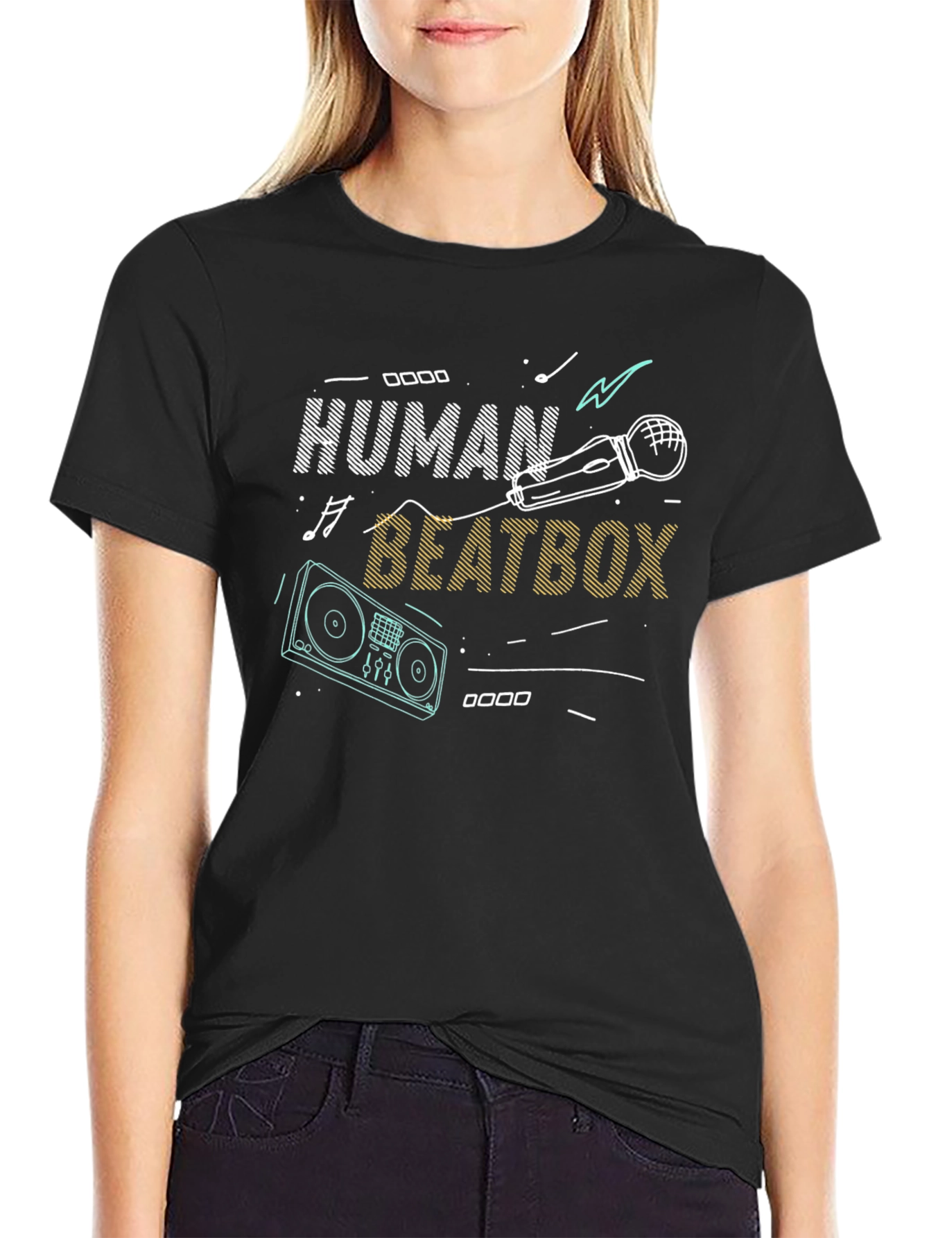 Black Human Beatbox Graphic T-Shirt view 2