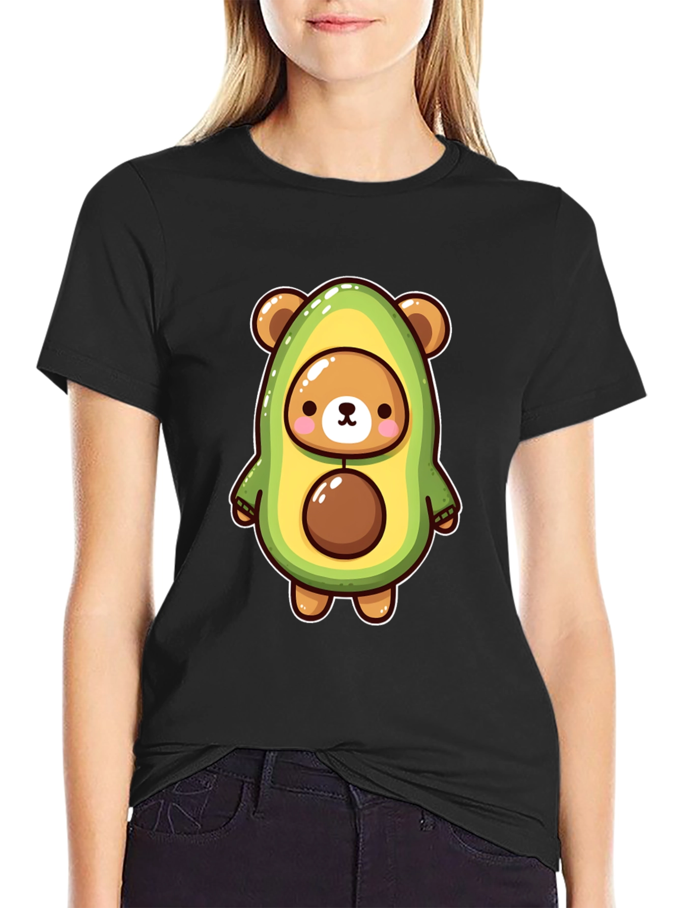Black Avocado Bear Graphic Tee - Fun & Unique Design view 2