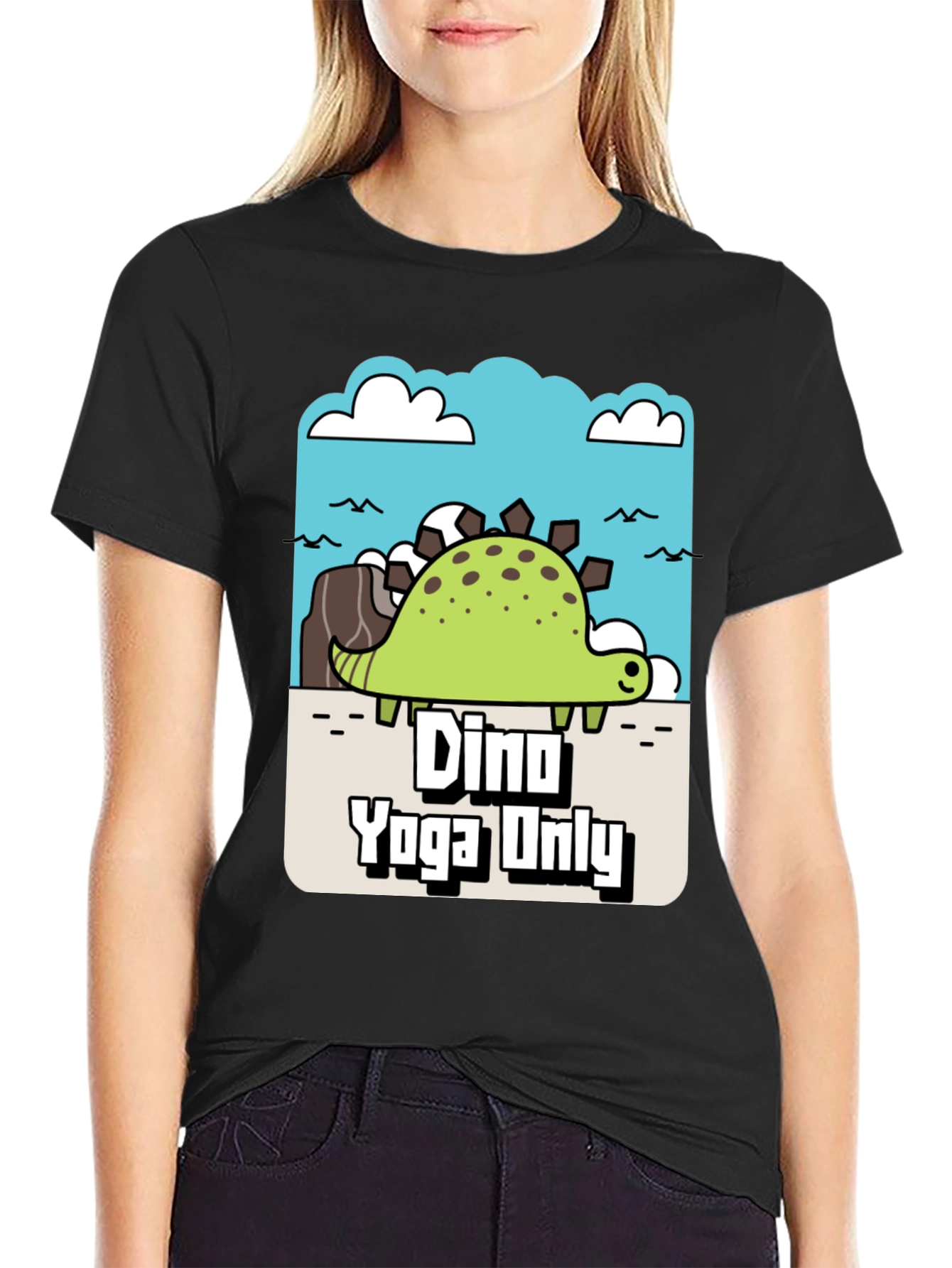 Black Dino Yoga Only Graphic Tee view 2
