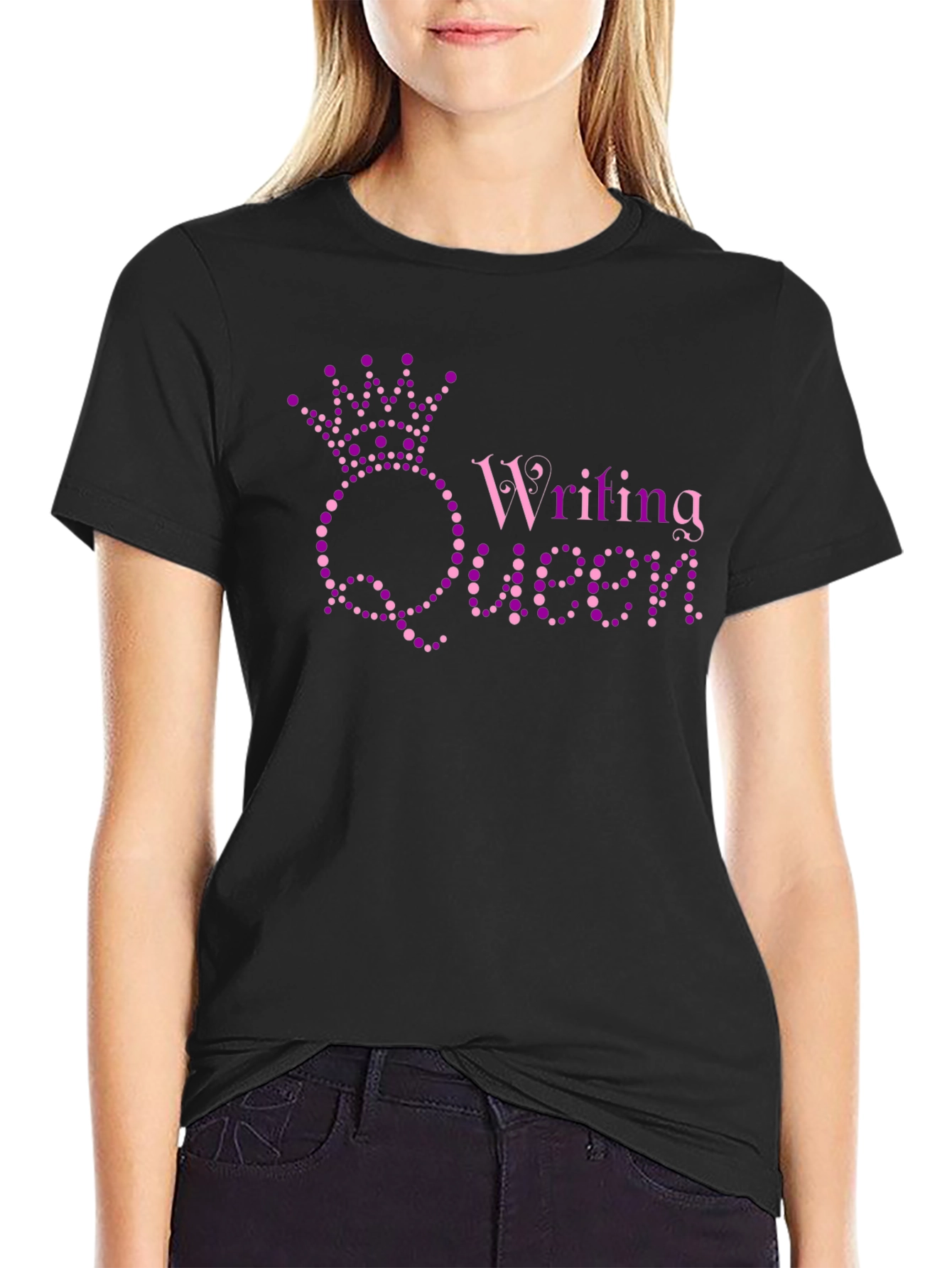 Black Writing Queen Black T-Shirt view 2