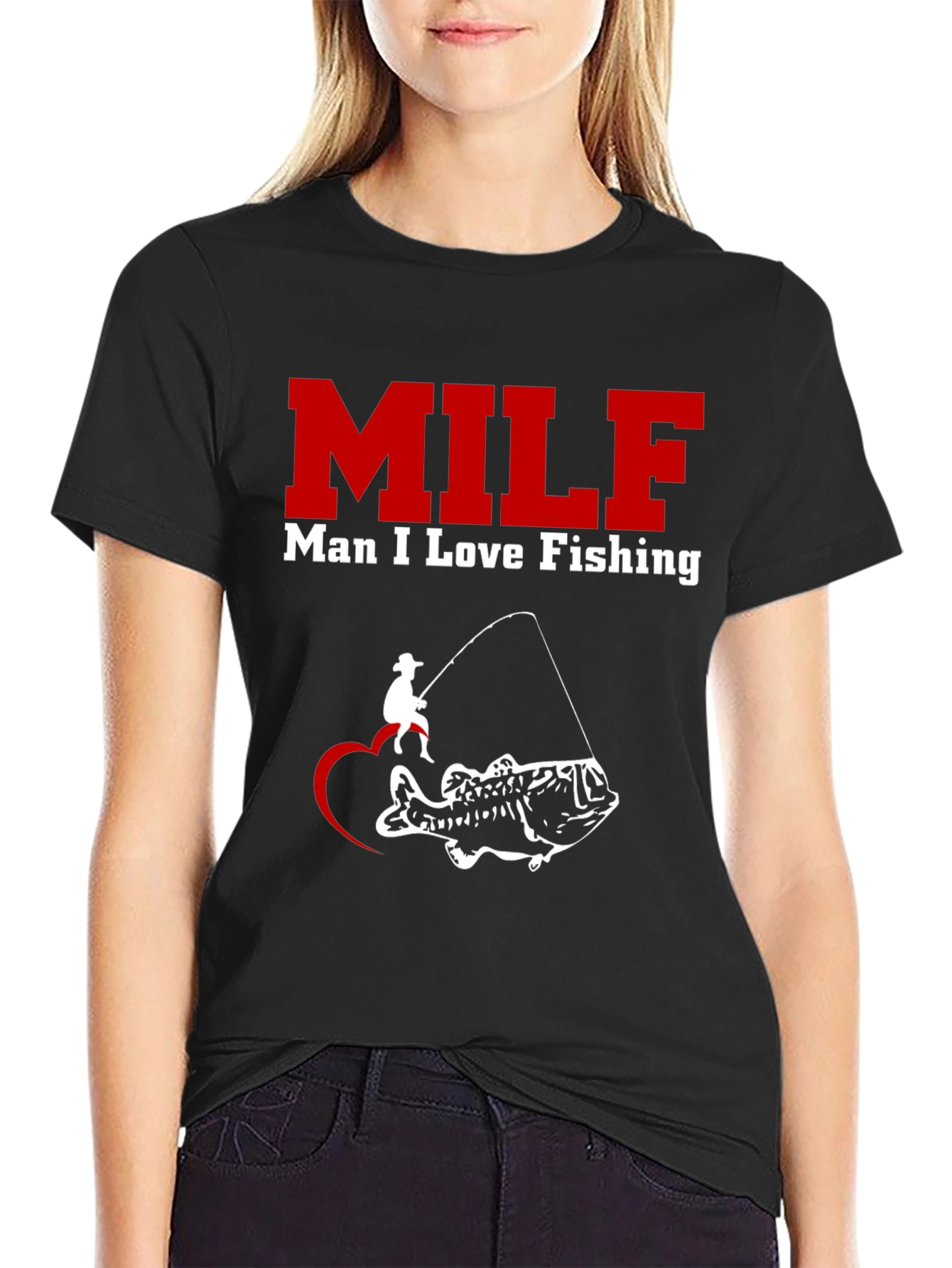 Black MILF Man I Love Fishing Black T-Shirt view 2