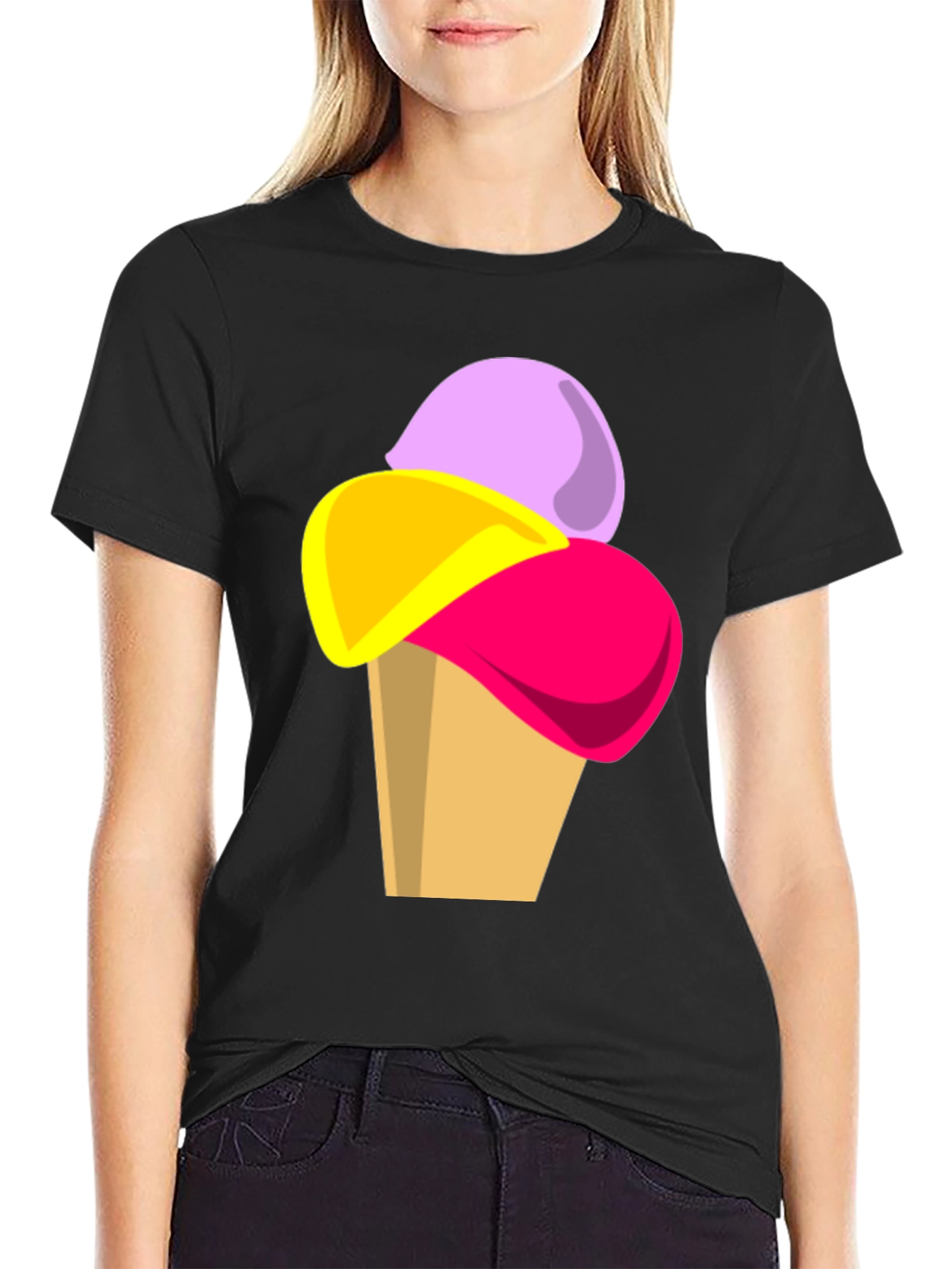 Black Ice Cream Graphic Tee - Fun Casual T-Shirt view 2