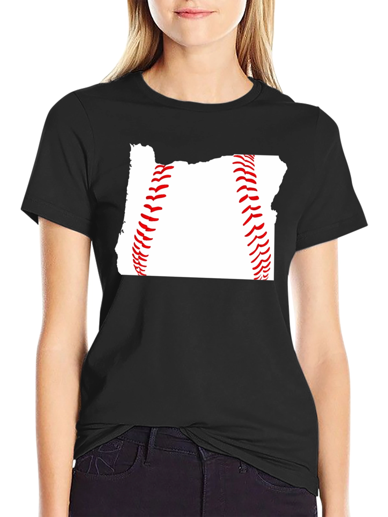 Black Oregon Baseball T-Shirt - State Pride Tee view 2