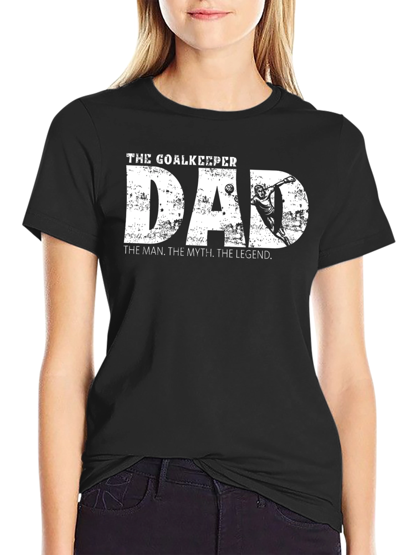 Black Goalkeeper Dad T-Shirt - The Man, The Myth, The Legend view 2